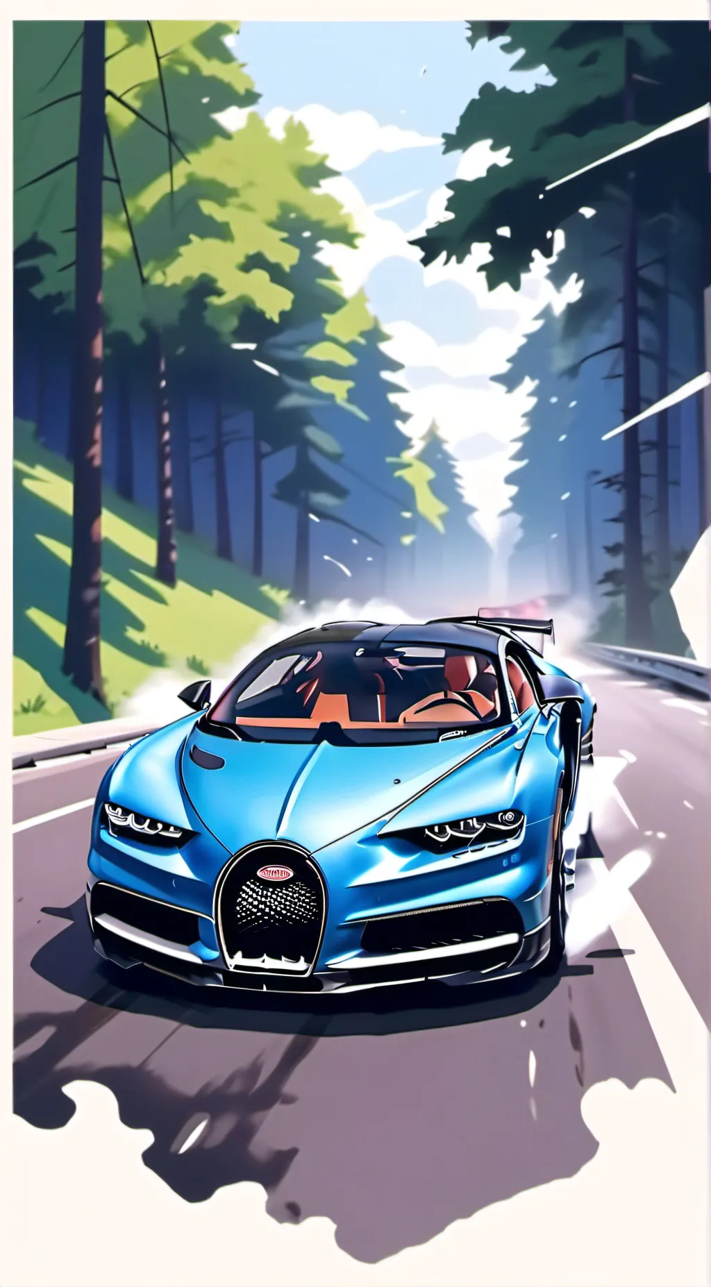 ai character: Bugatti crash background