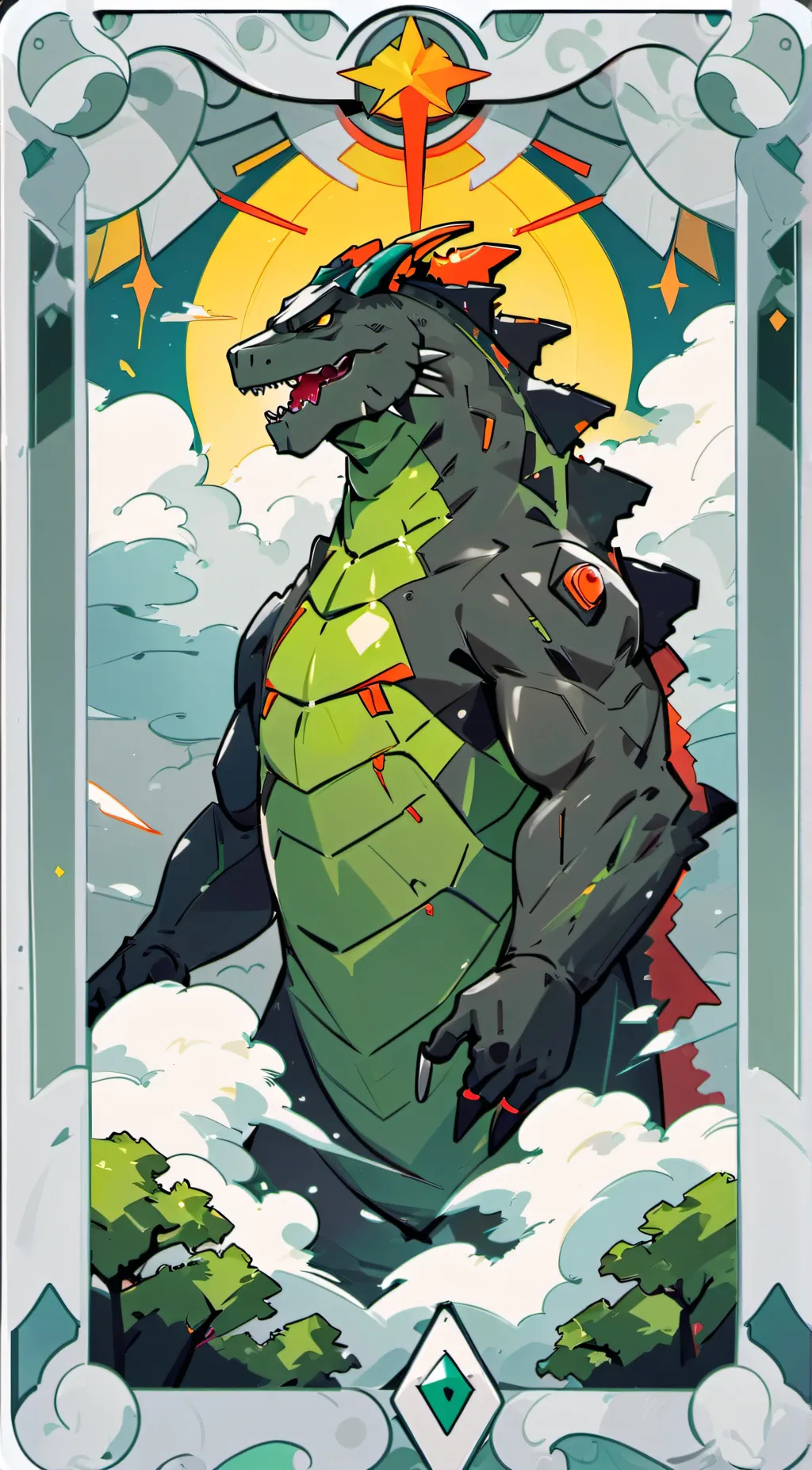 ai character: godzilla background