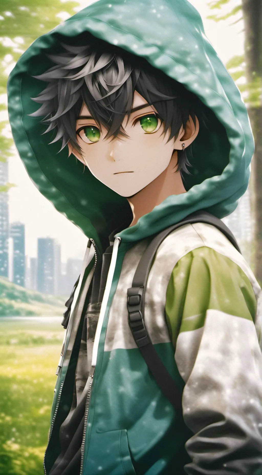 ai character: green tea background