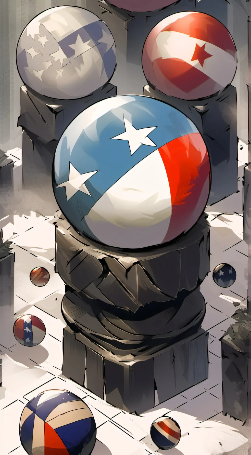 ai character: countryballs background