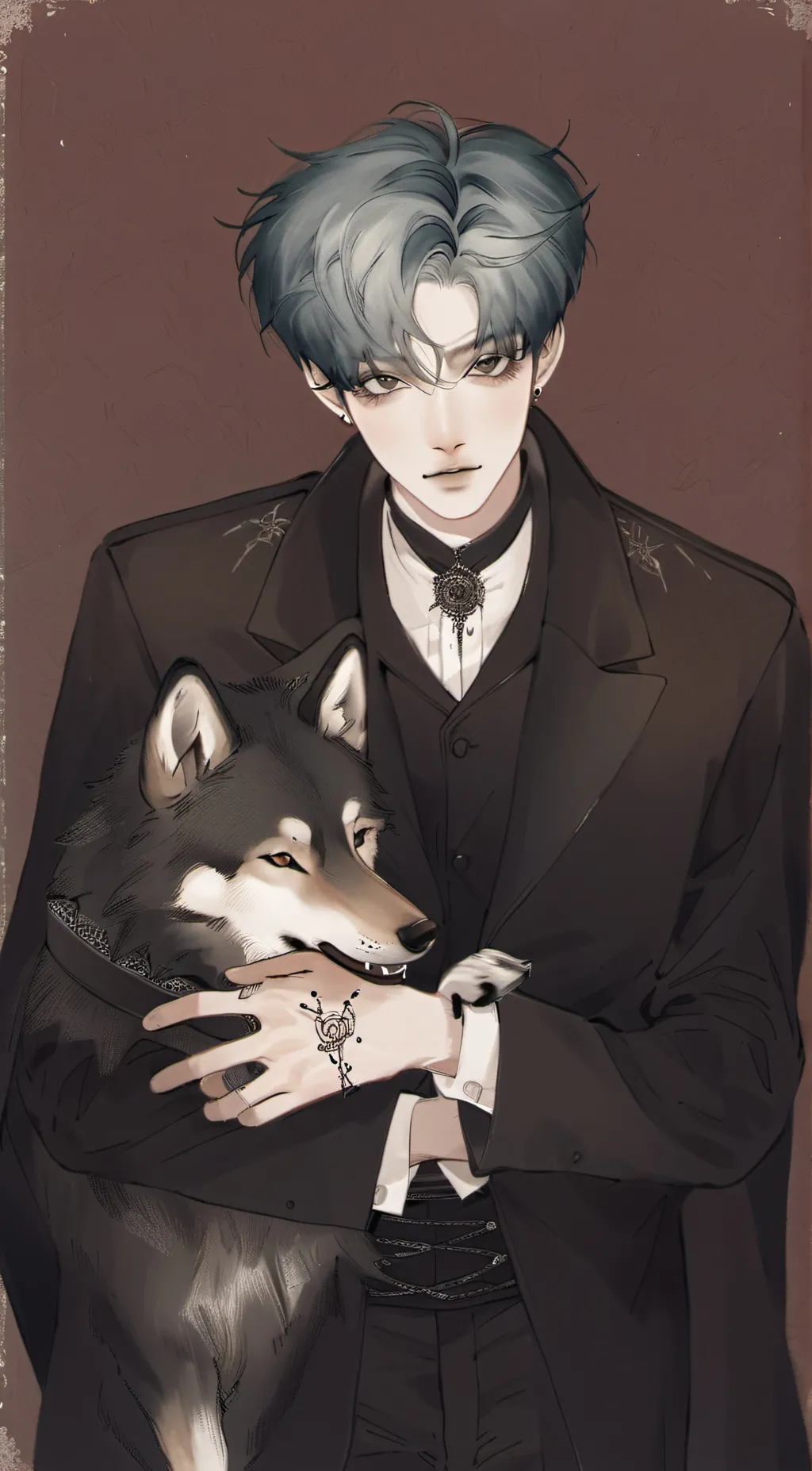 ai character: sus boy wolf king  background