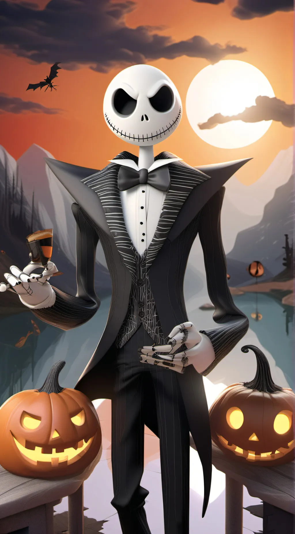 ai character: Jack skellington  background