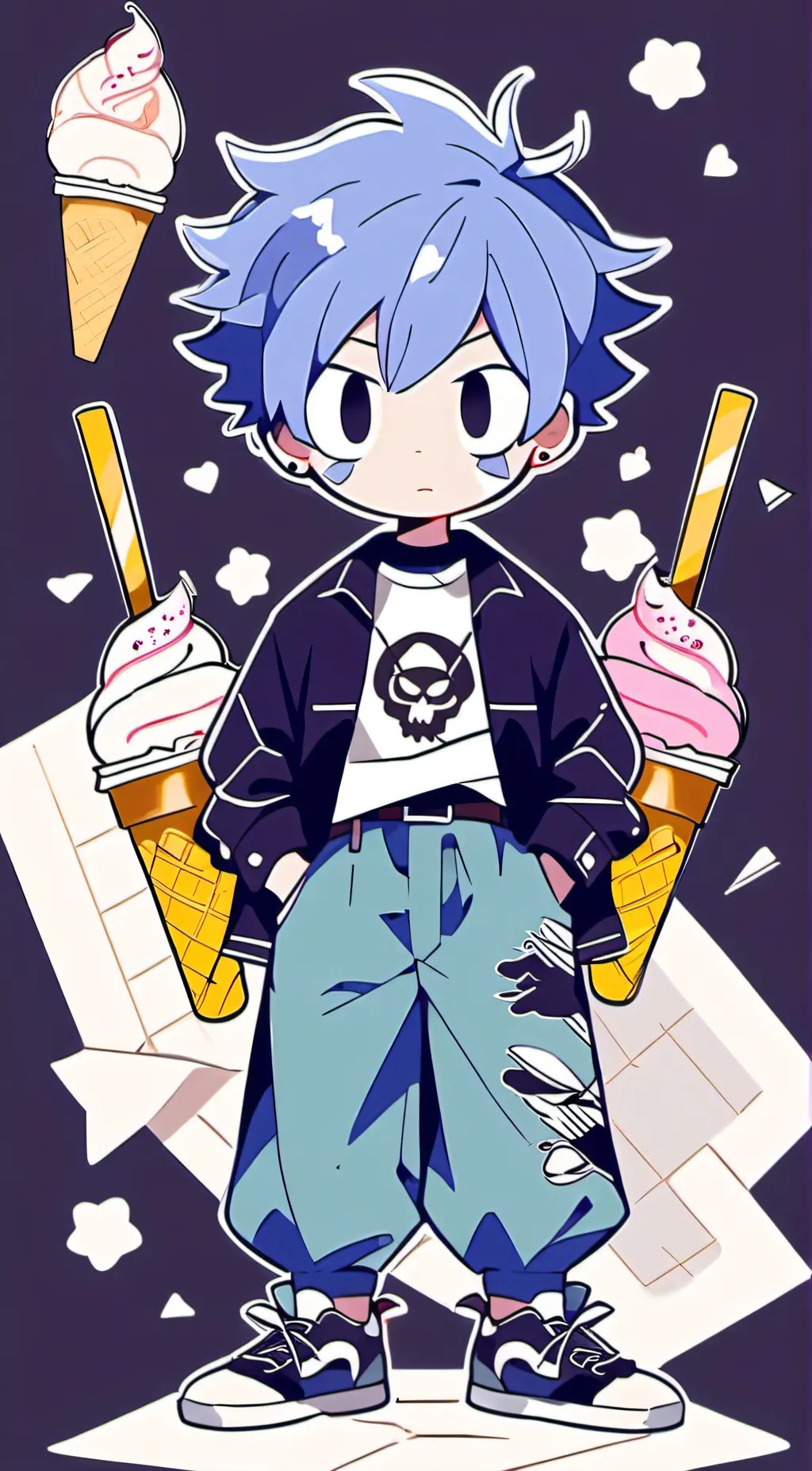 ai character: Blue background