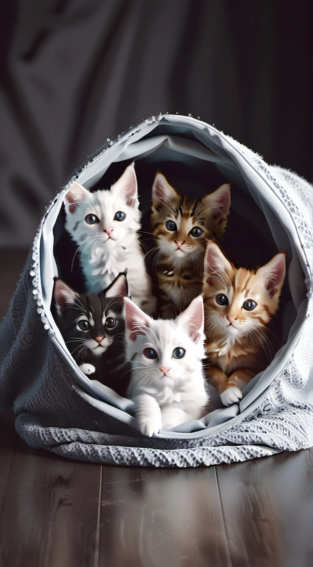 ai character: 5 kittens background