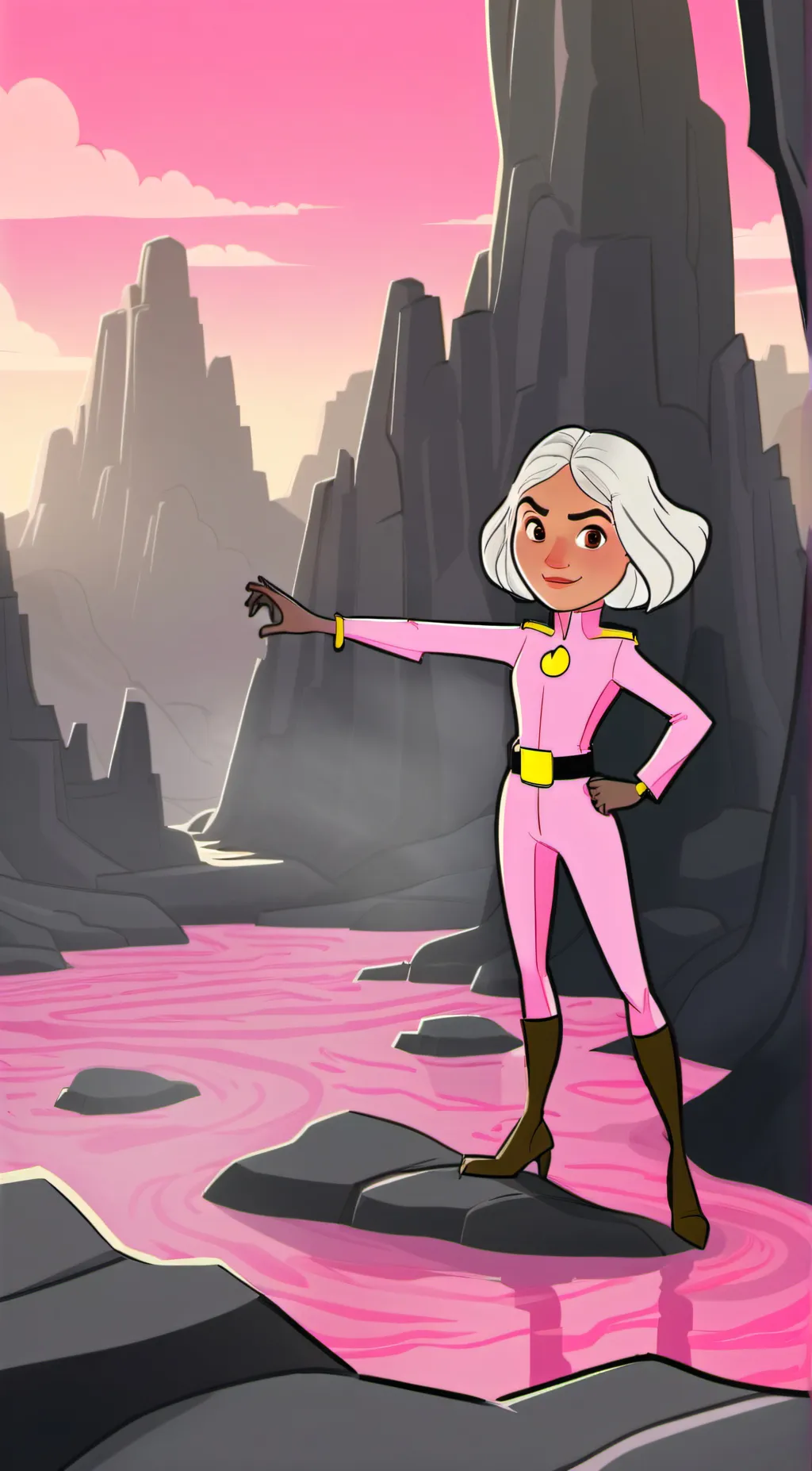 ai character: Lava Pink Suit background