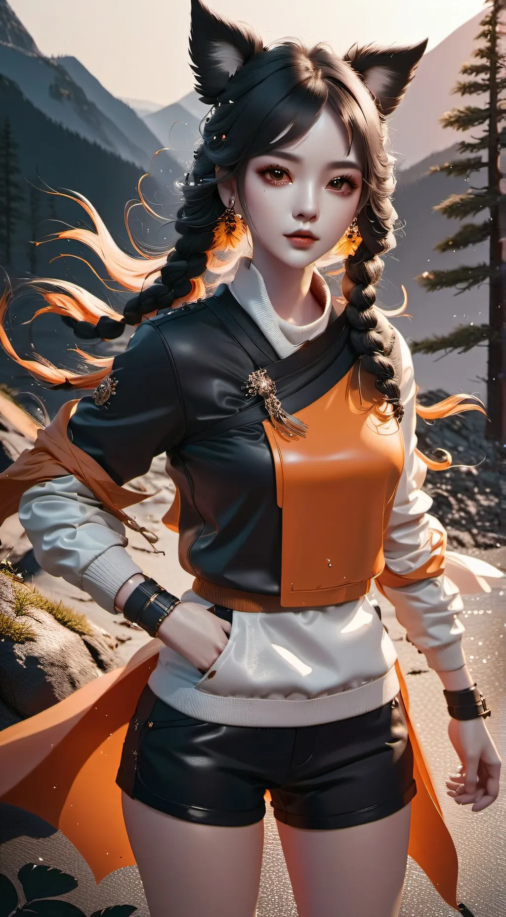 ai character: female dogday background