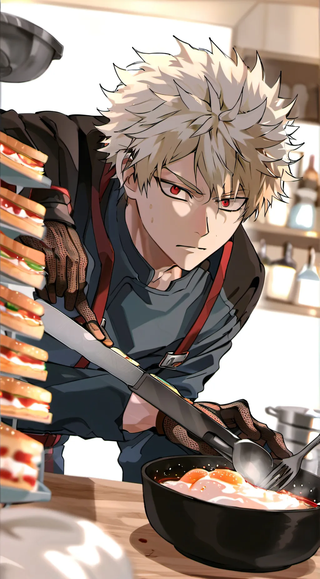 ai character: Katsuki Bakugo  background