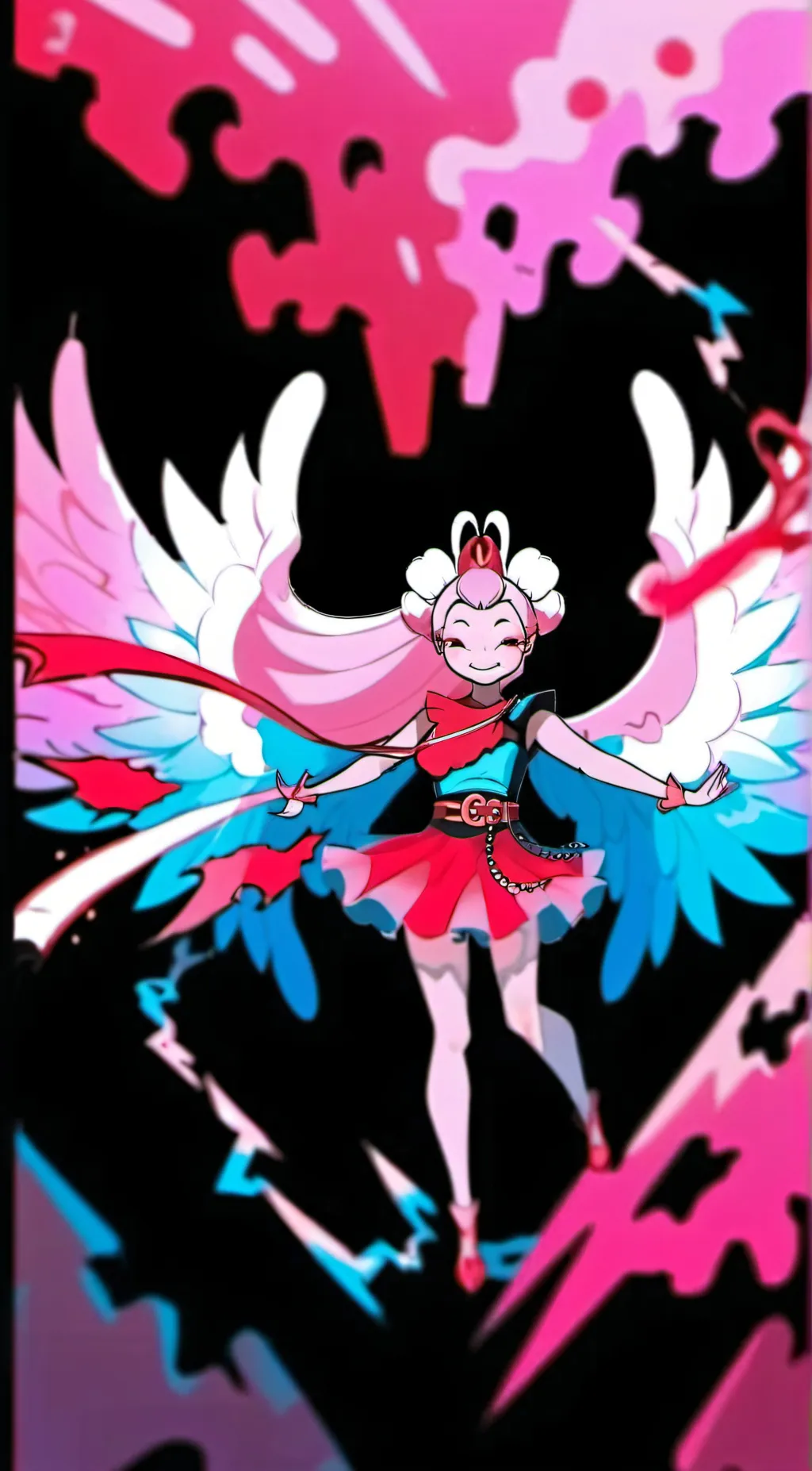 ai character: Stich and angel background