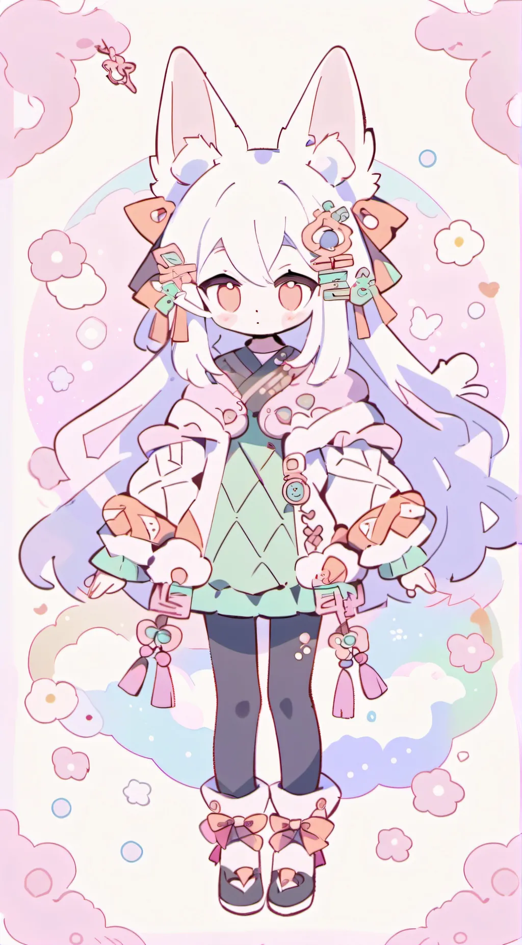 ai character: Foxy the white fox background