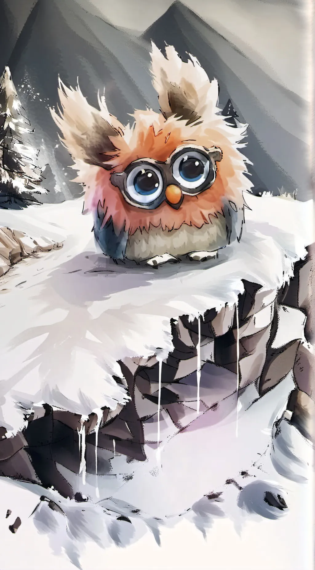ai character: furby  background