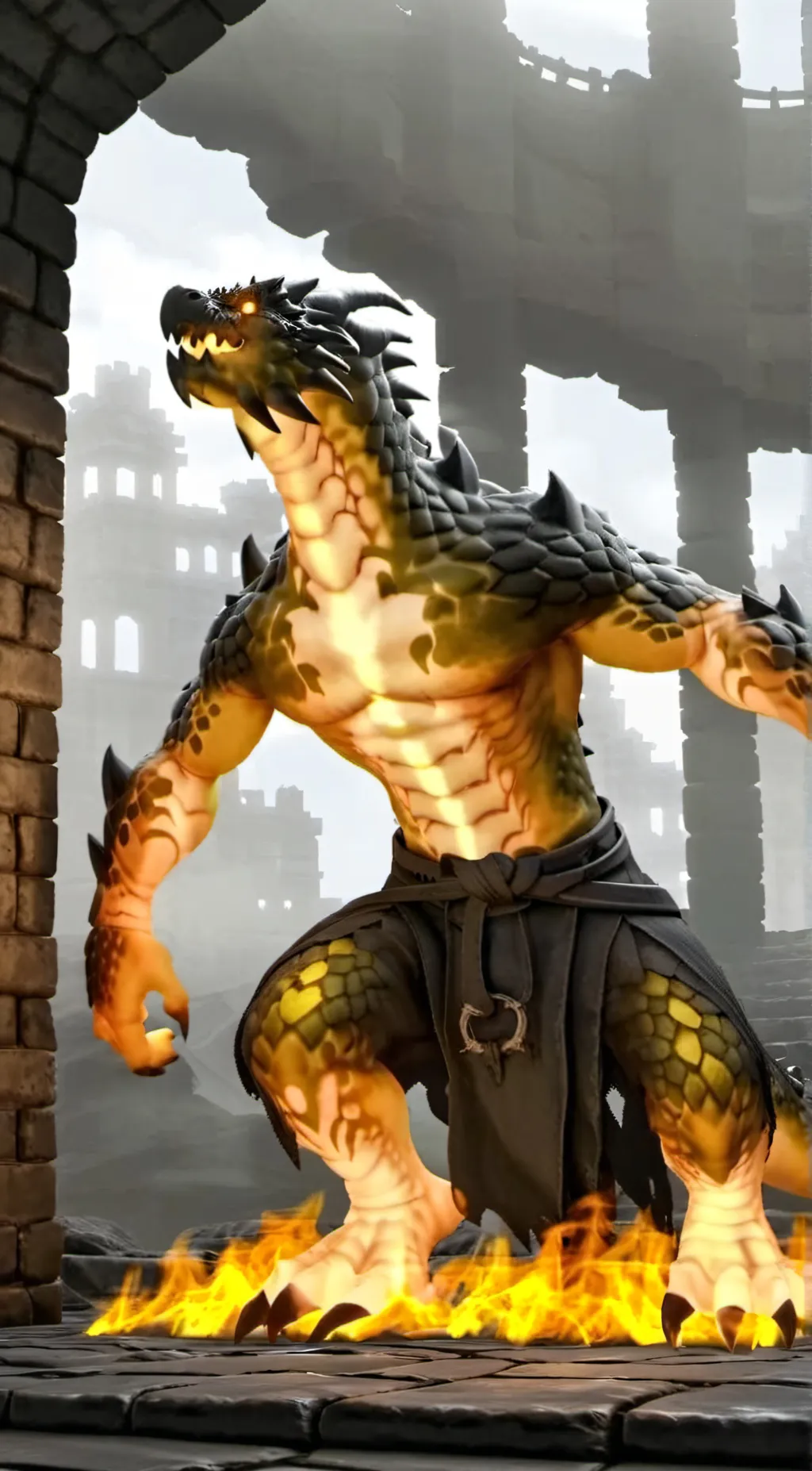 ai character: metal rock dungeon background