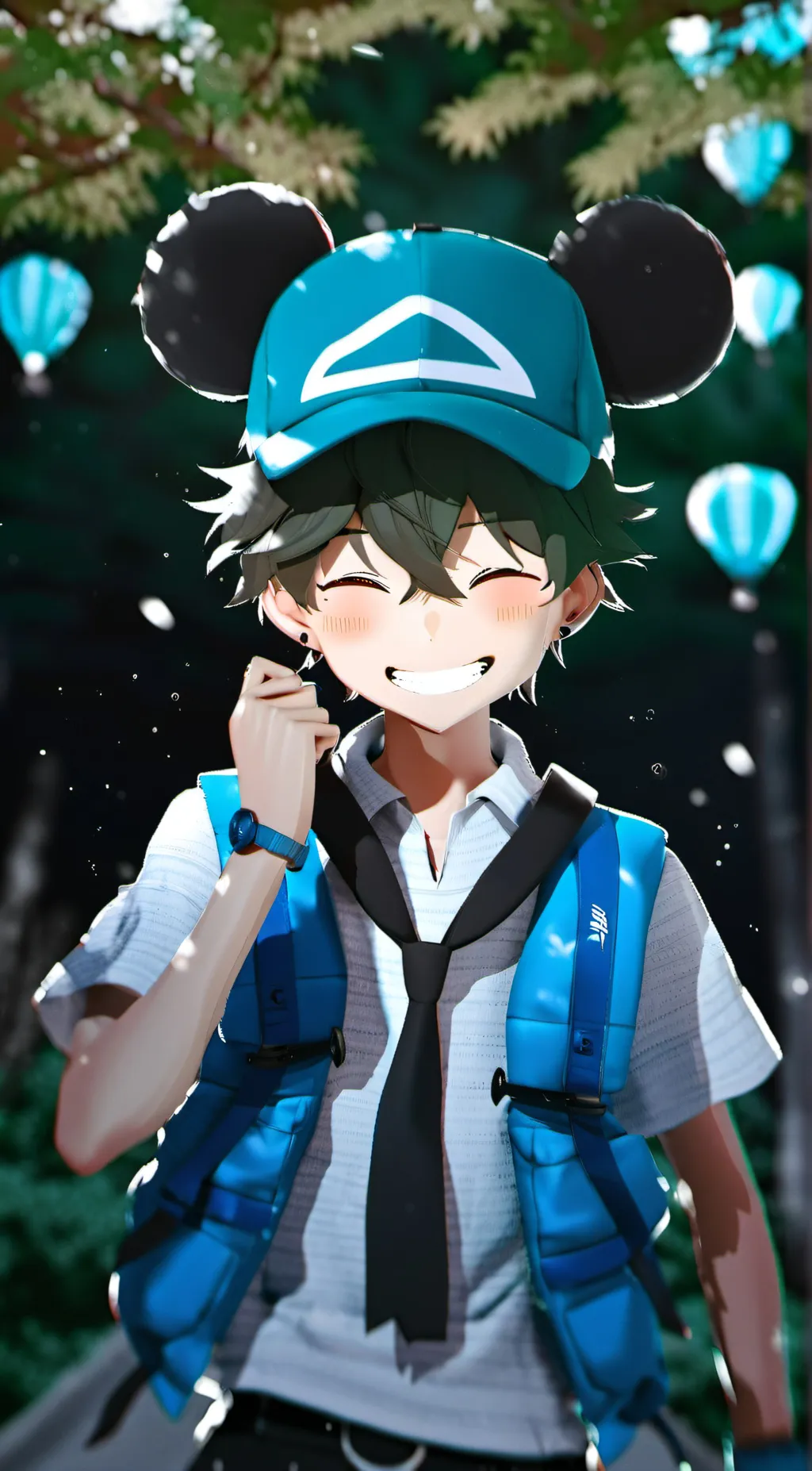 ai character: MHA at Disneyland background