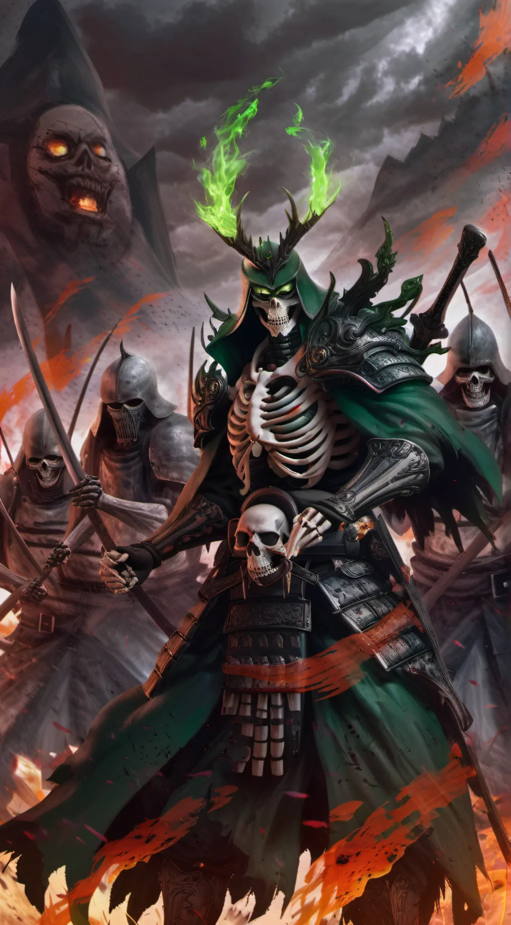 ai character: Skeleton army background