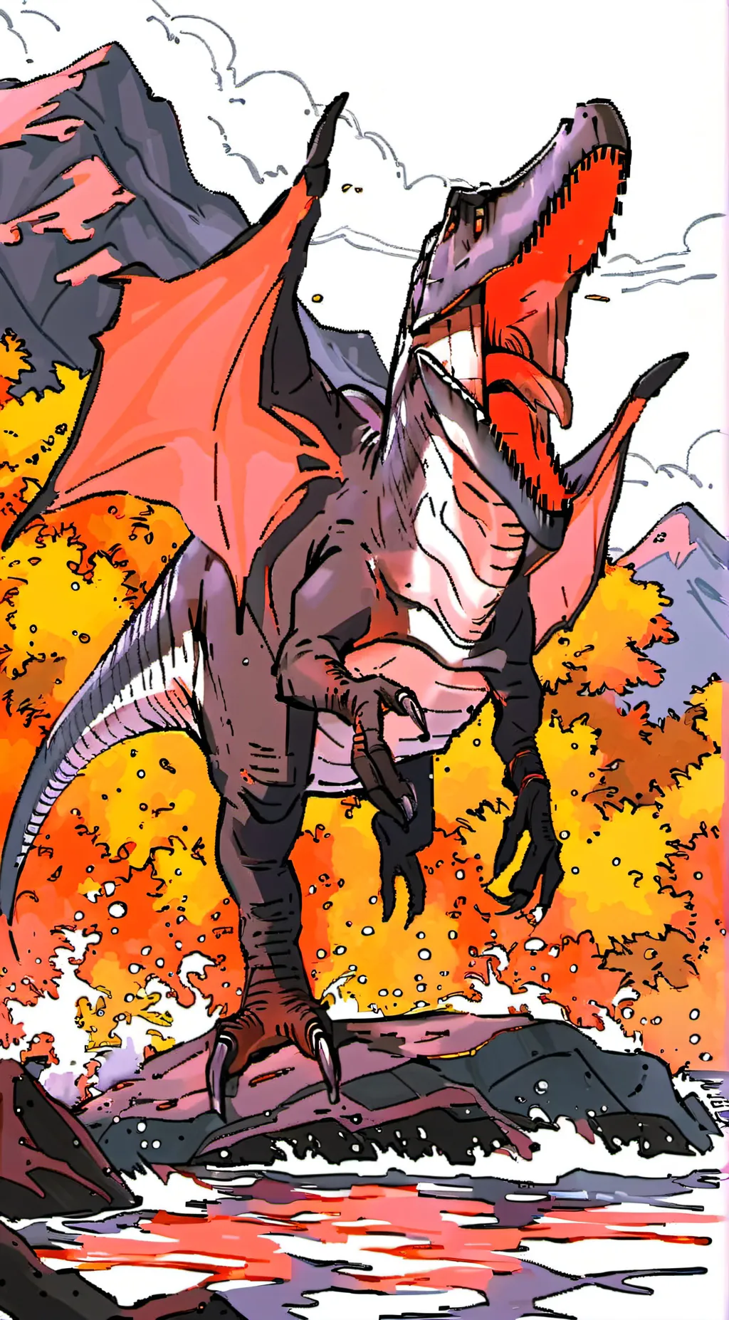ai character: Spinosaurus Hybrid background