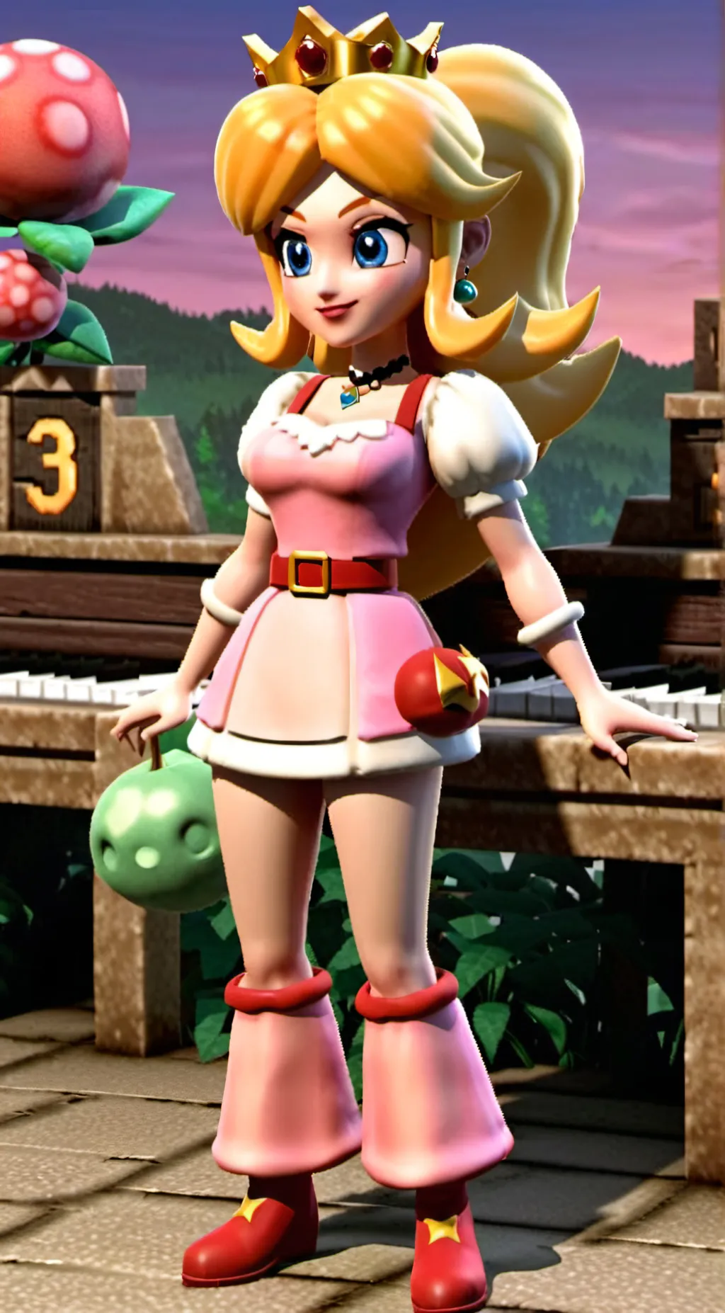 ai character: princess peach background