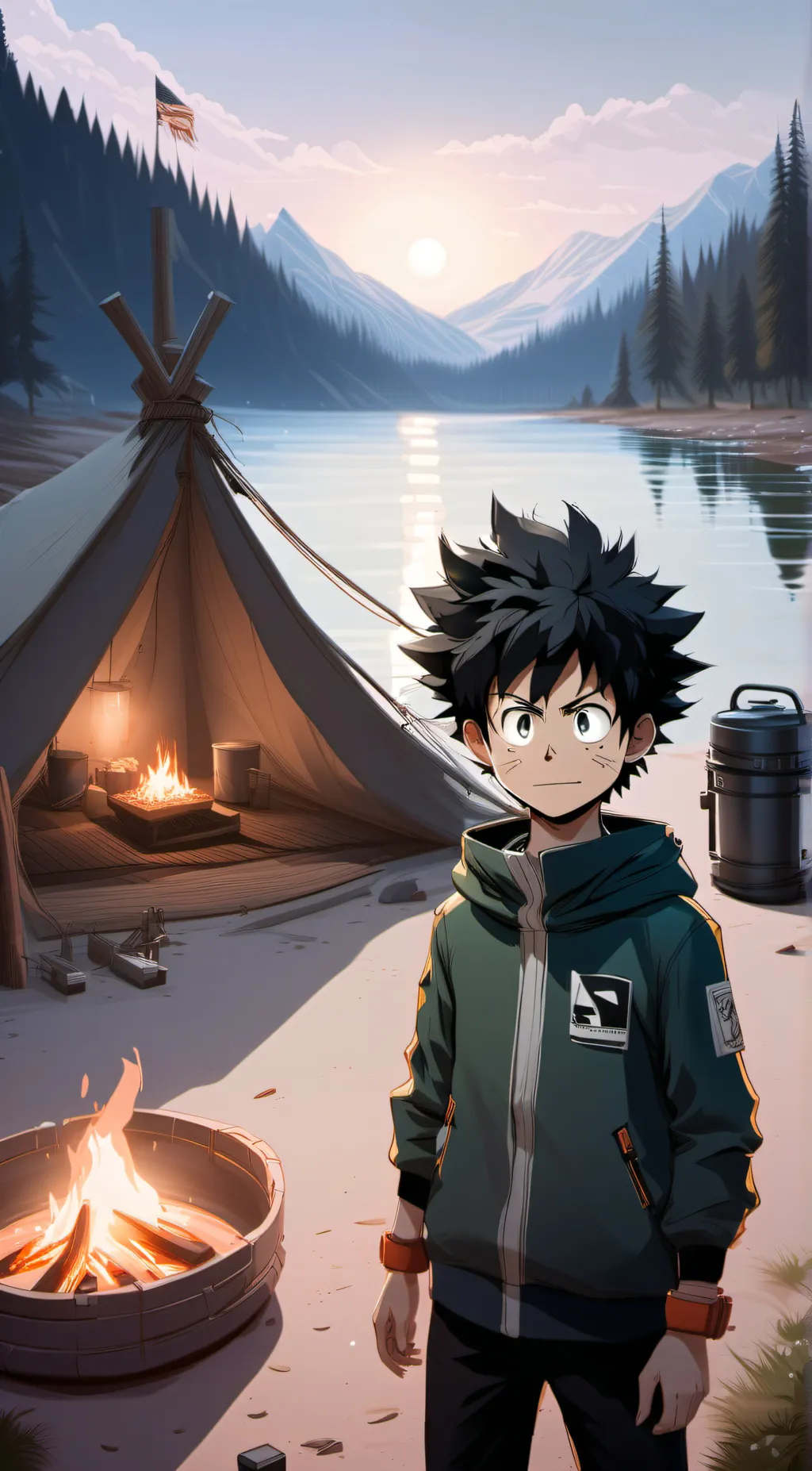 ai character: Mha summer camp background