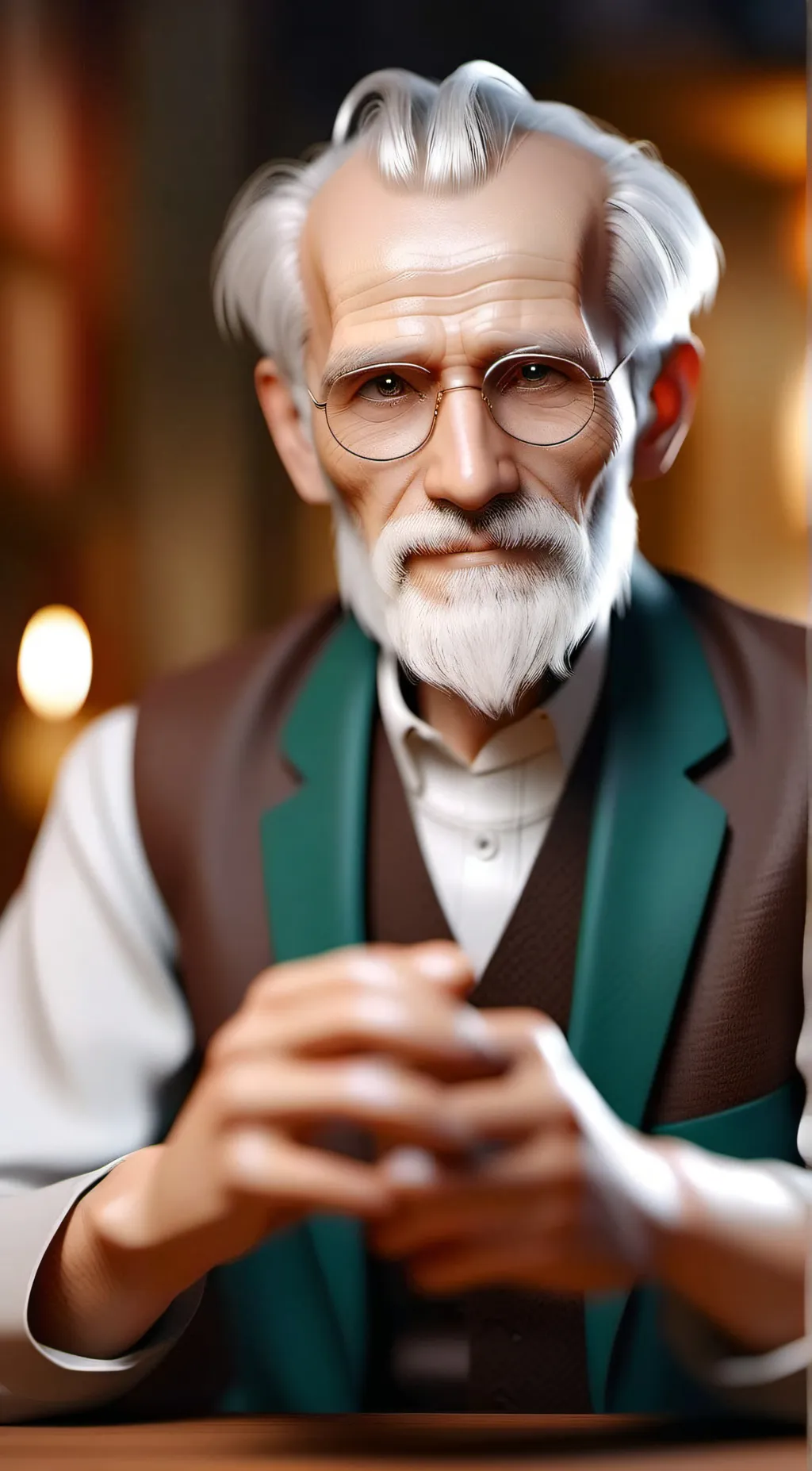 ai character: old creepy man  background