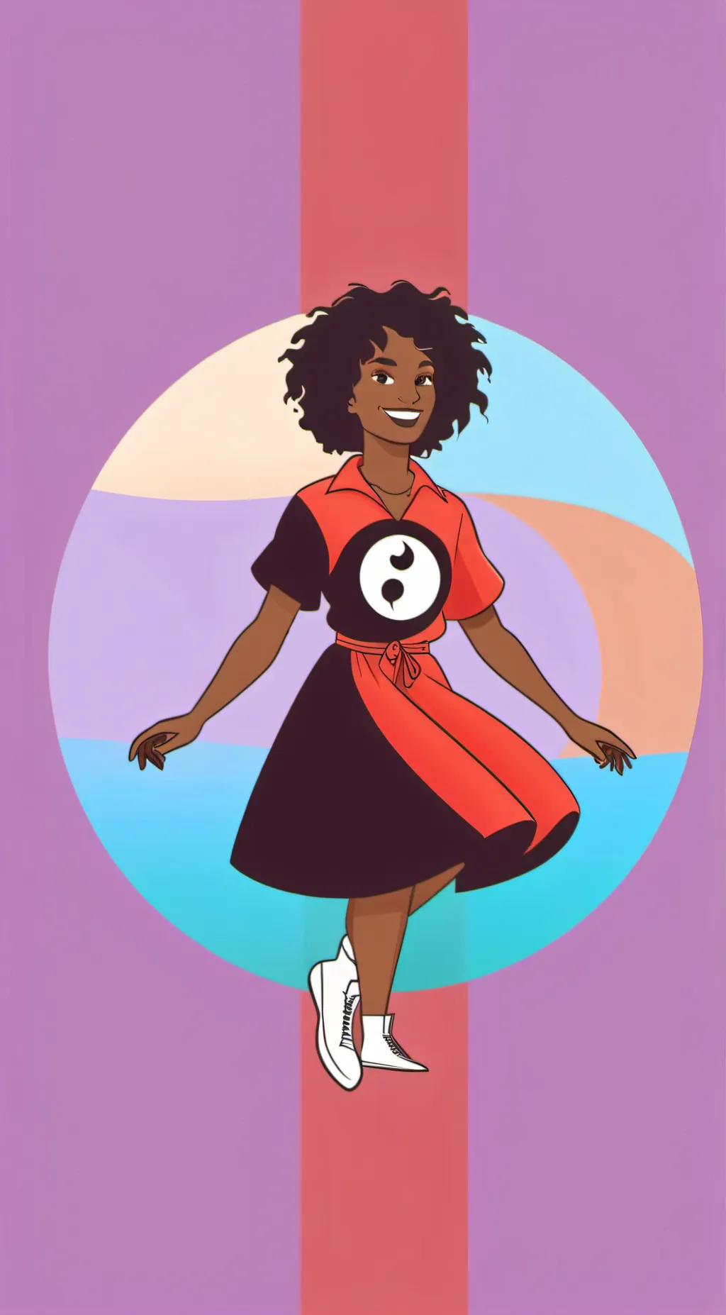 ai character: Red Yin-Yang Girl background