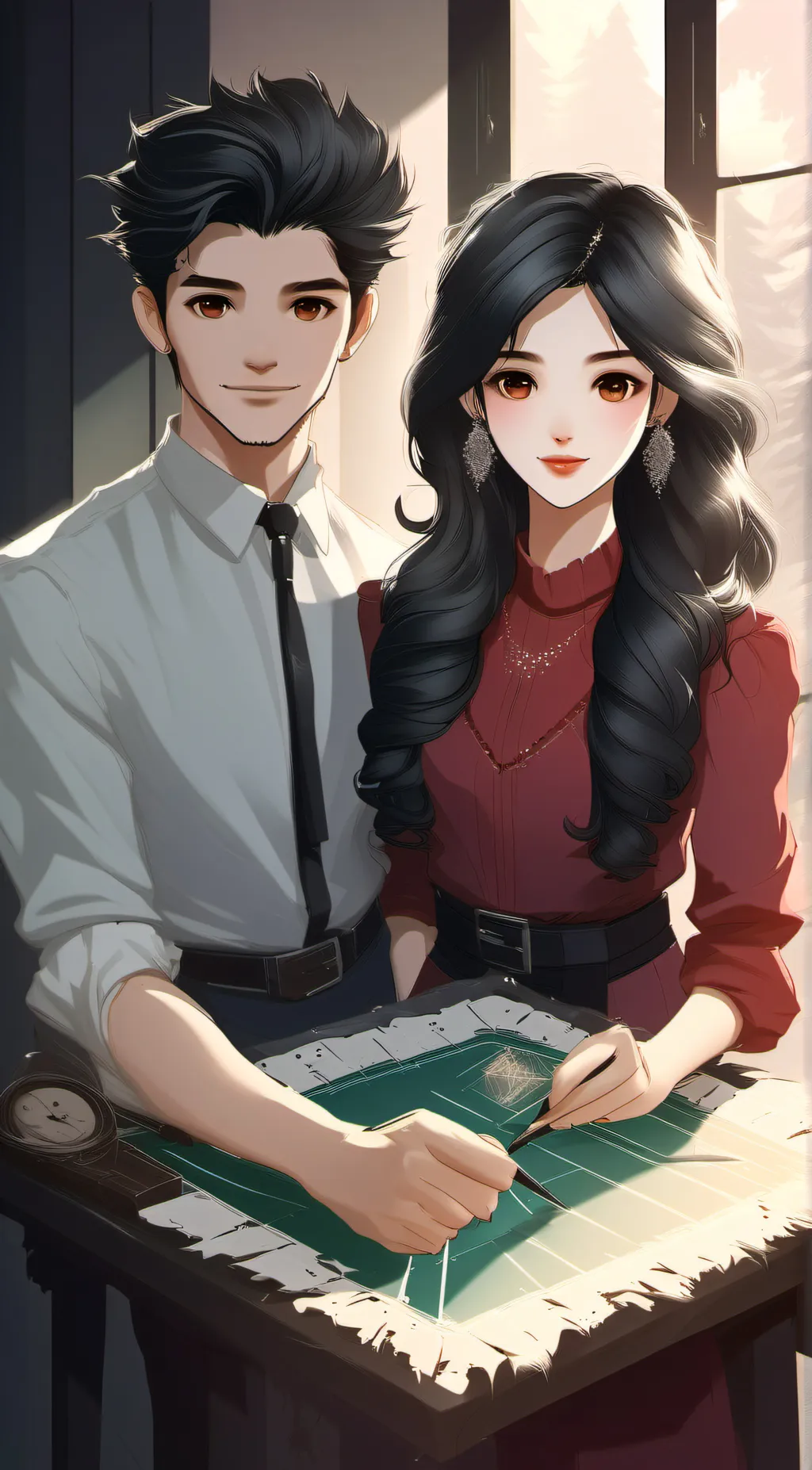 ai character: Kathy and Fabian  background