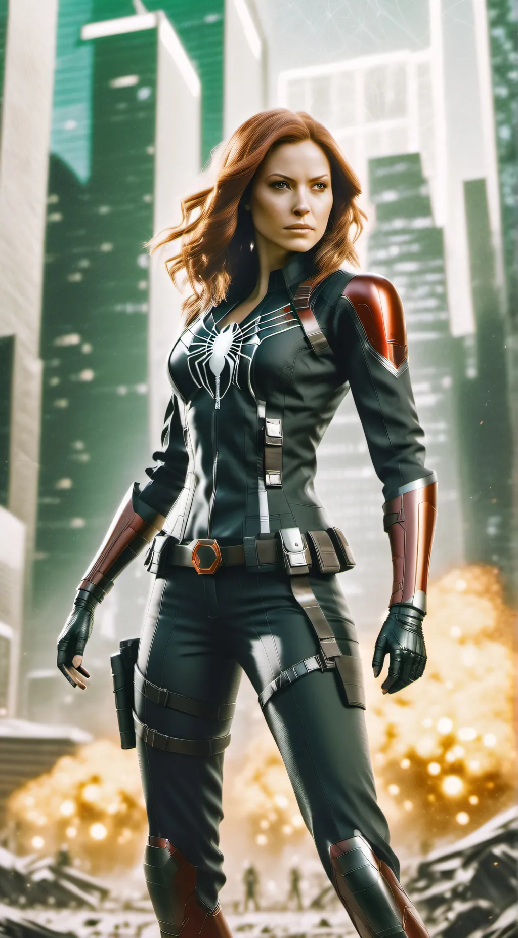 ai character: Black widow  background