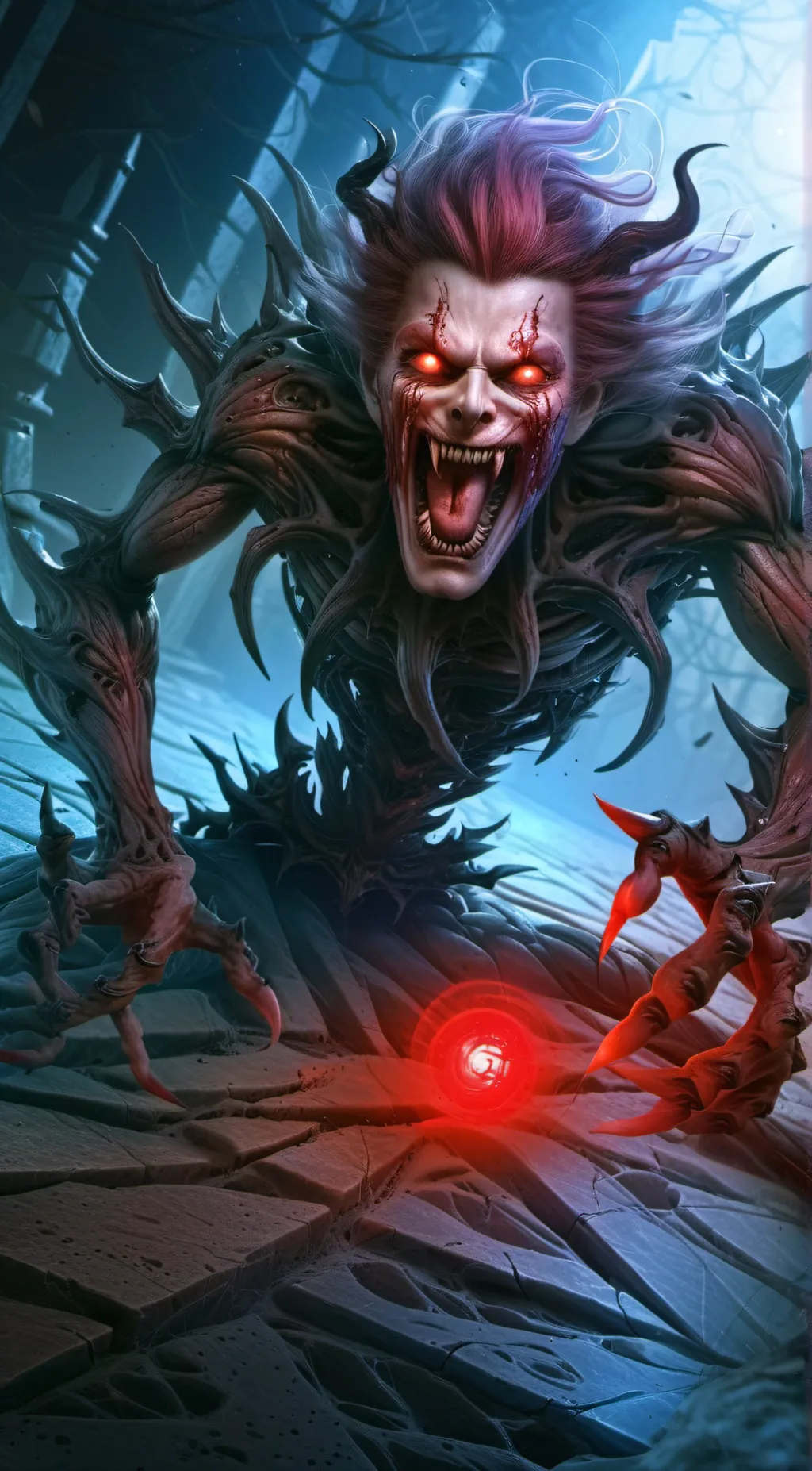 ai character: Creepy demon 👹 background