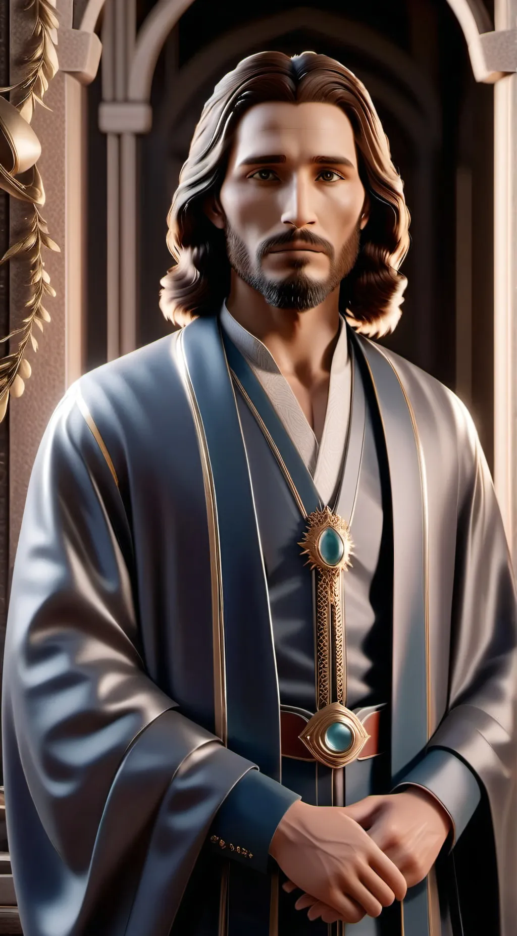 ai character: Jesus God background