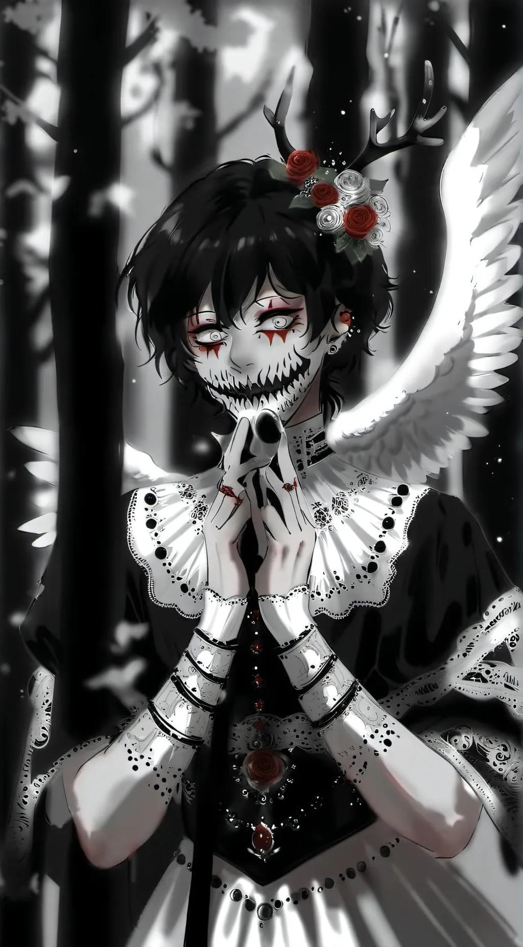ai character: dabi (angel clown) background