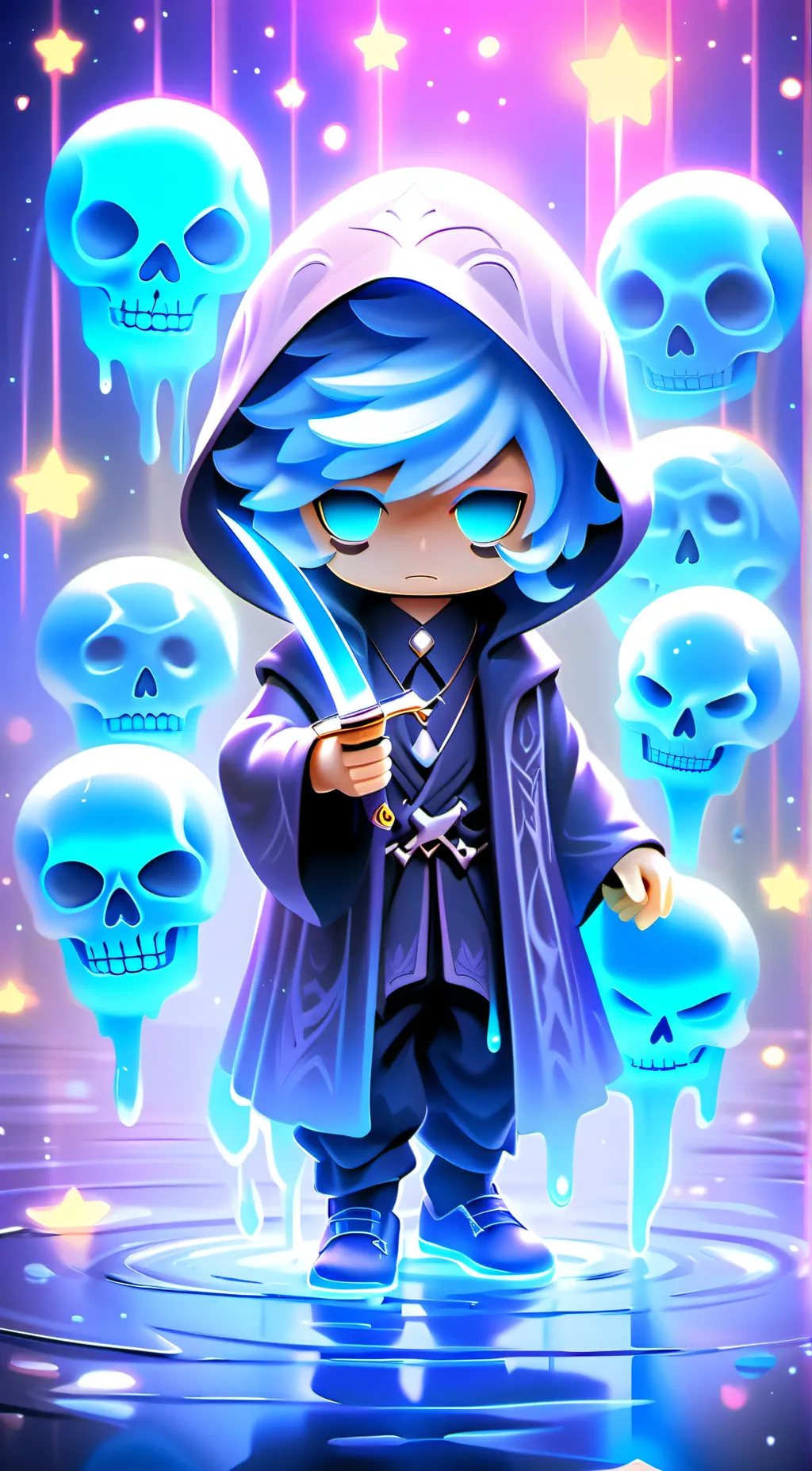 ai character: Grim background