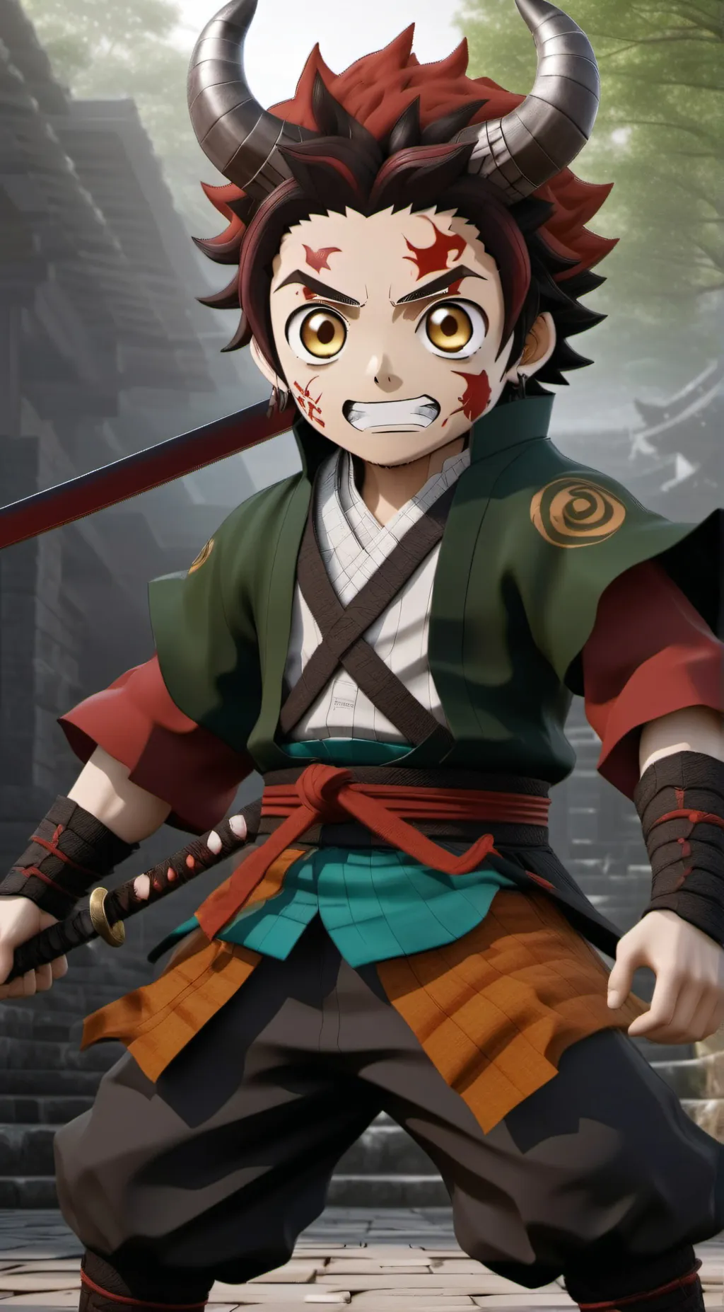ai character: Demon slayer. background