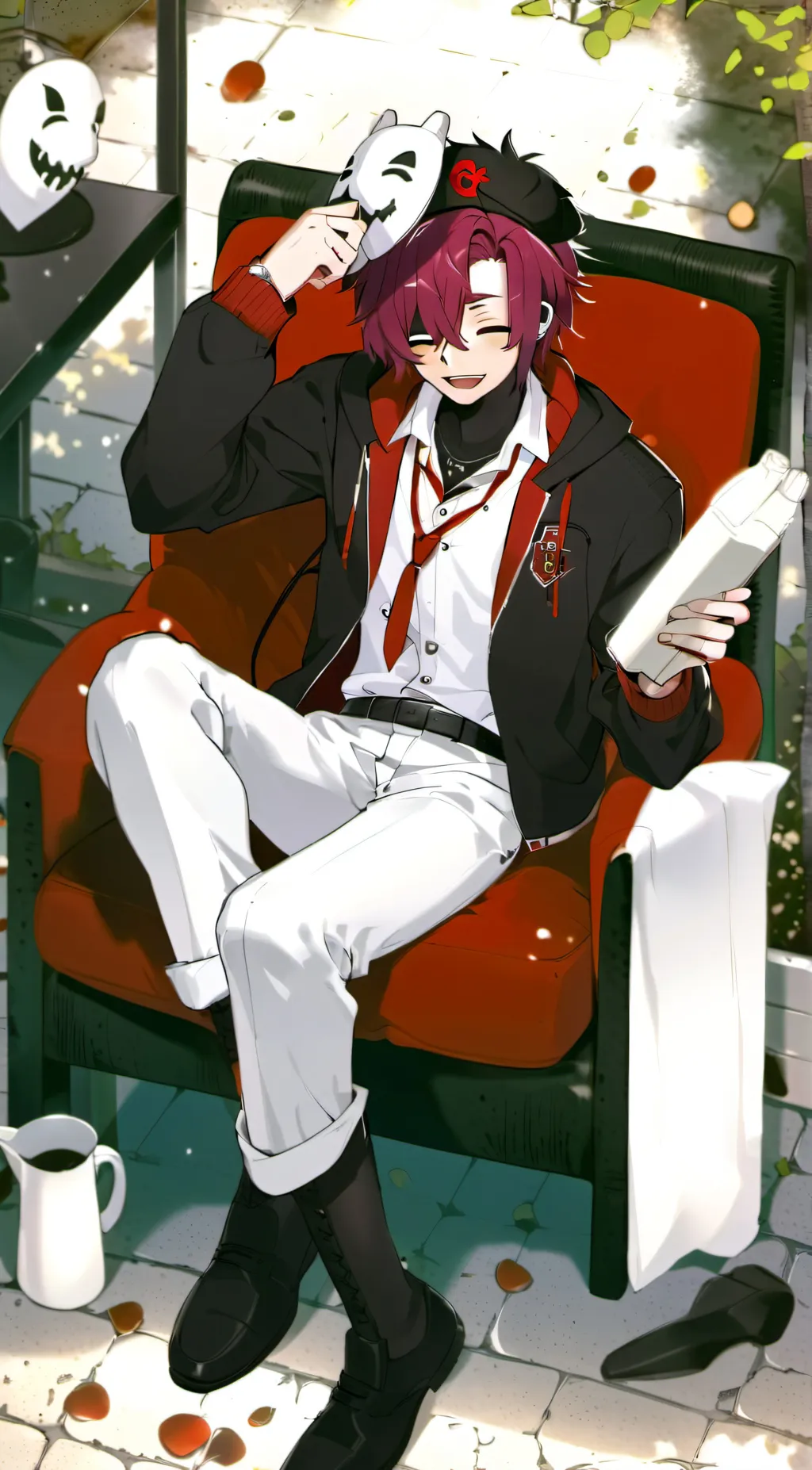 ai character: Maroon background