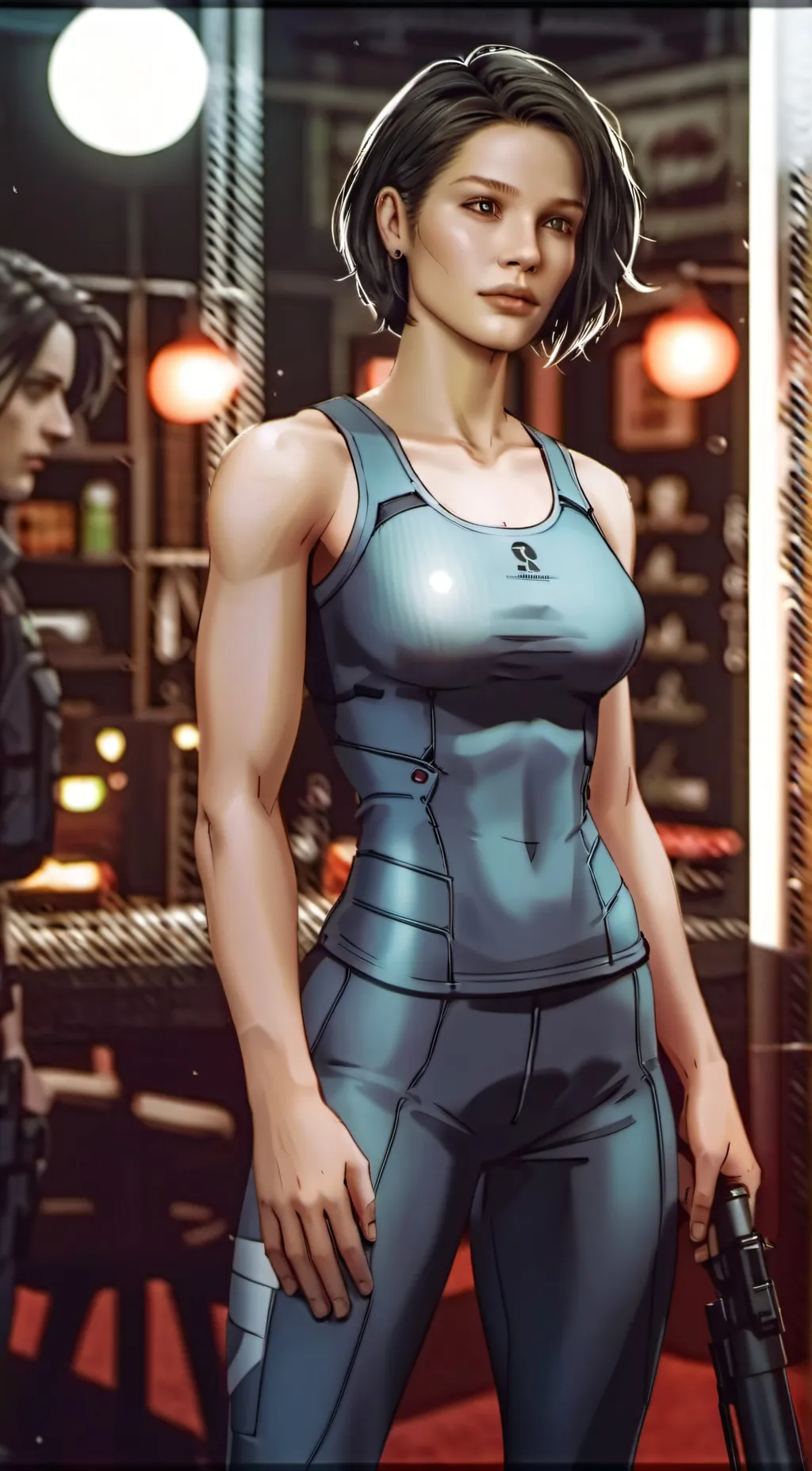 ai character: Jill Valentine  background