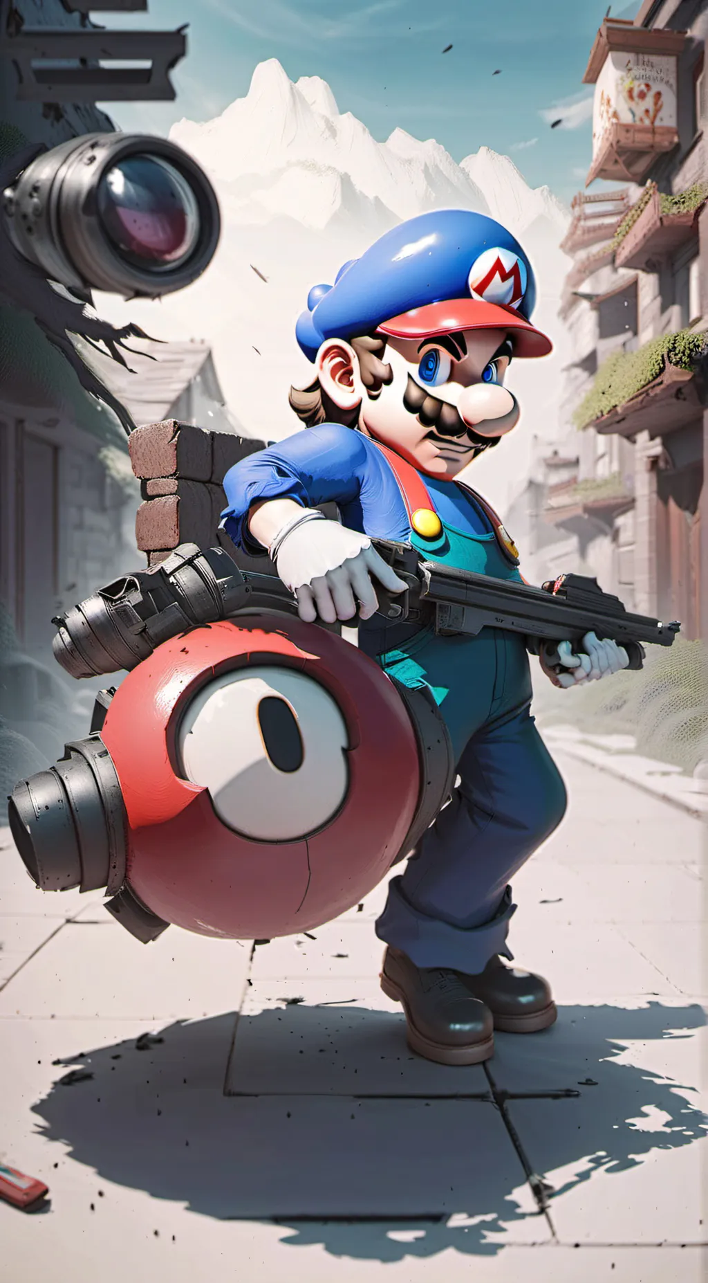 ai character: mario from smg4 background