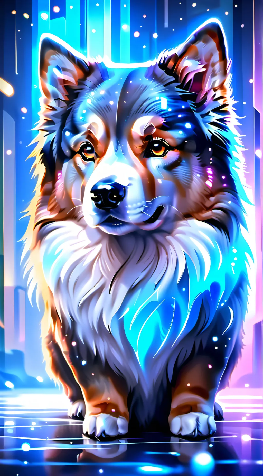 ai character: sad doggy  background