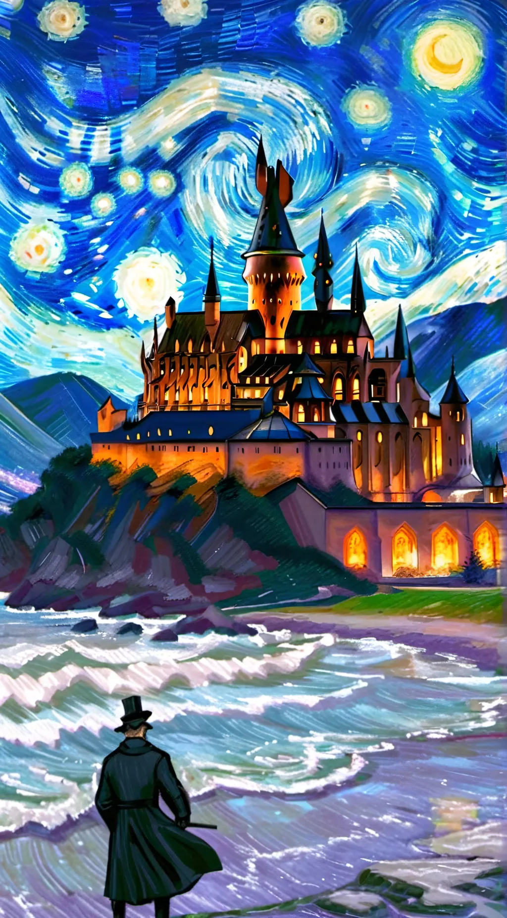 ai character: Hogwarts  background