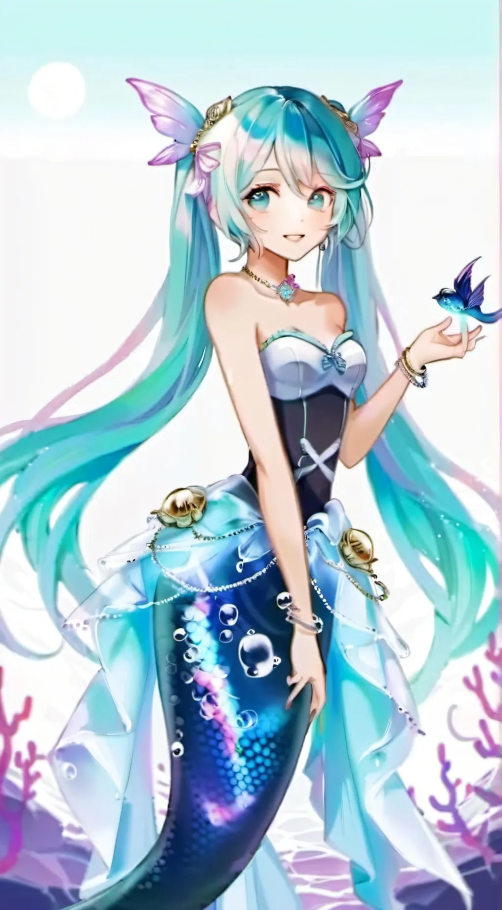 ai character: Miku Mermaid background