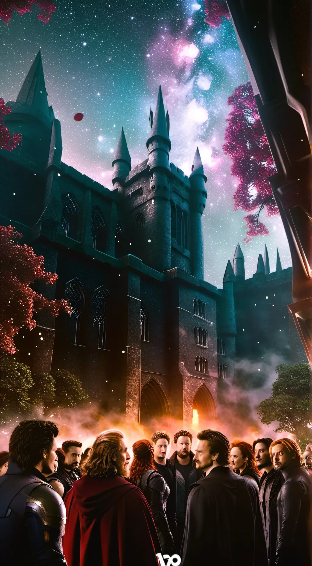 ai character: Hogwards xAvengers background