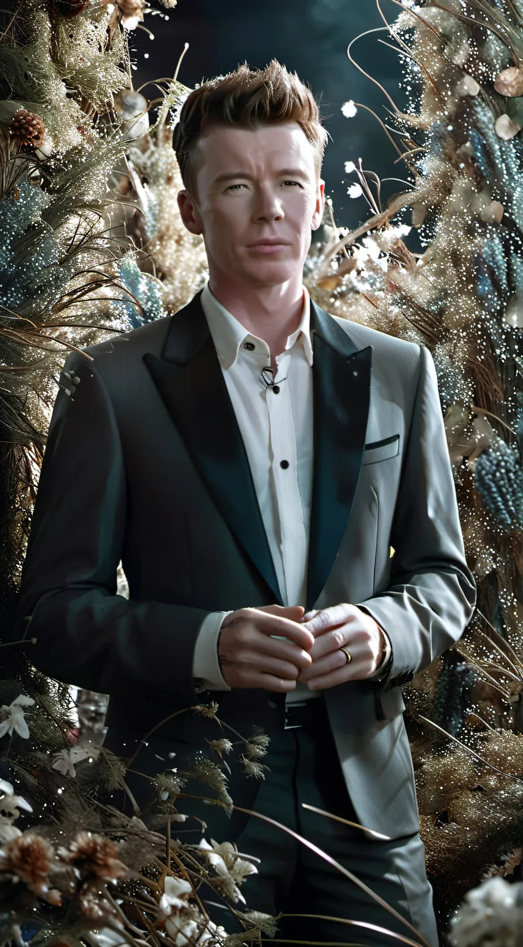 ai character: Rick Astley  background