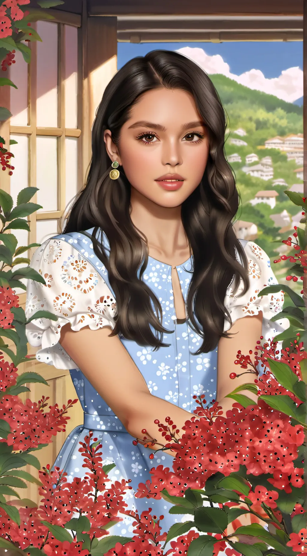 ai character: Olivia Rodrigo  background