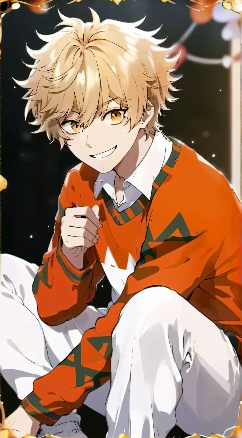 ai character: Christmas zenitsu  background