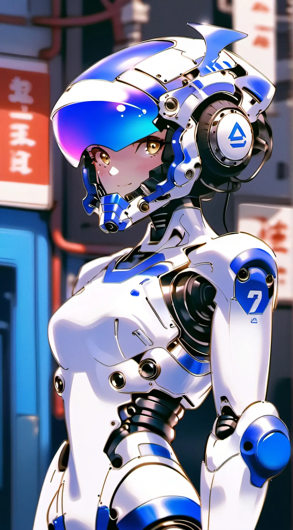 ai character: Speaker woman  background