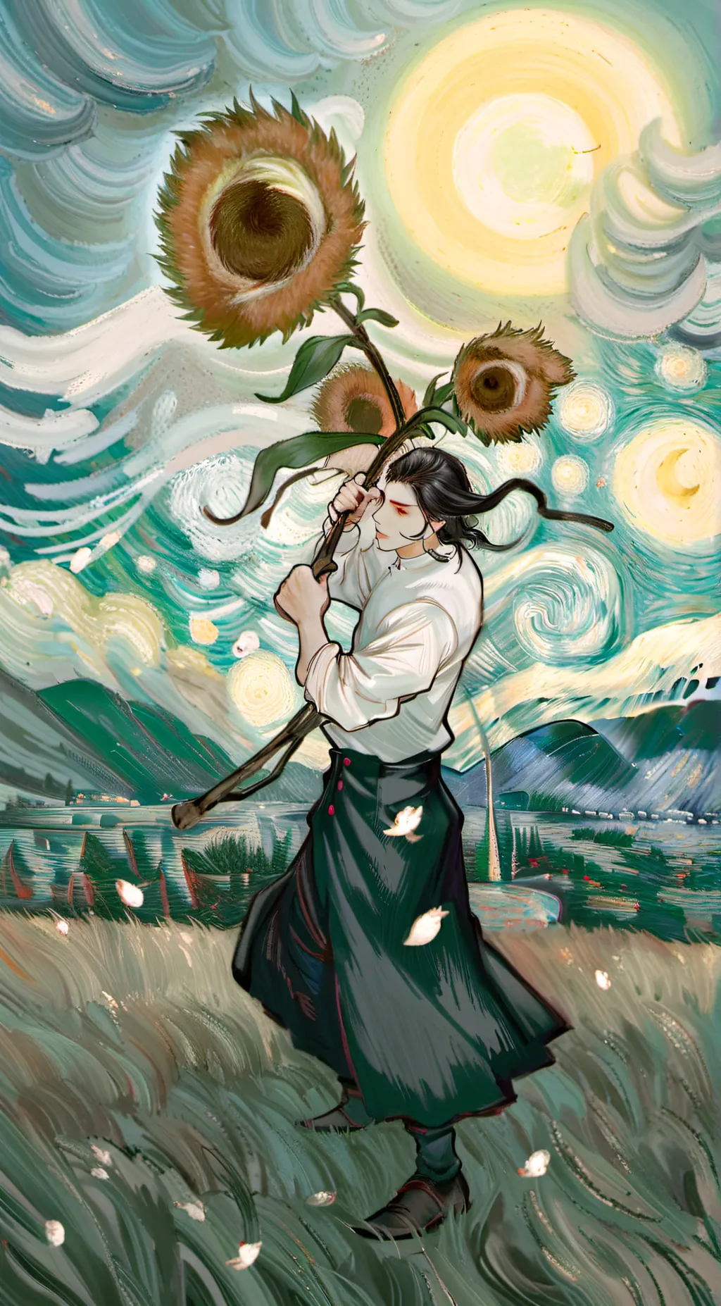 ai character: flower boy background