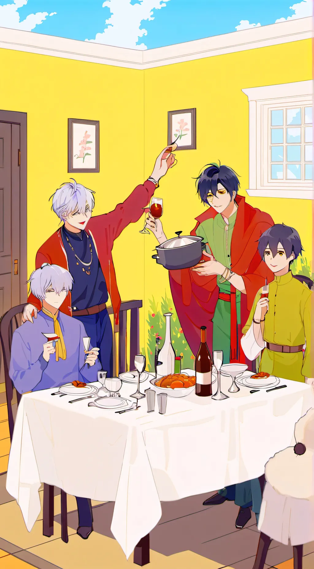 ai character: dinner background