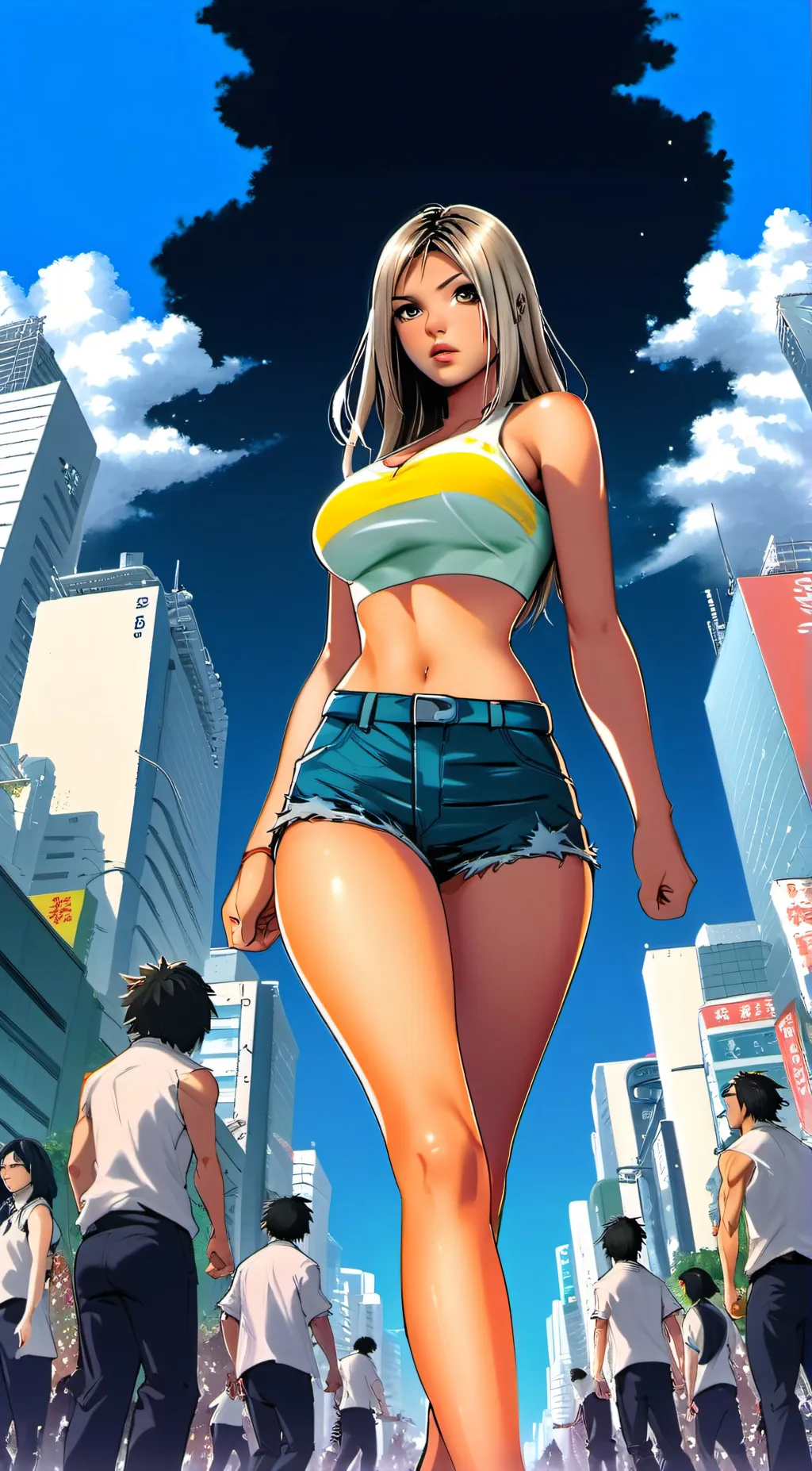 ai character: five giantess girl background