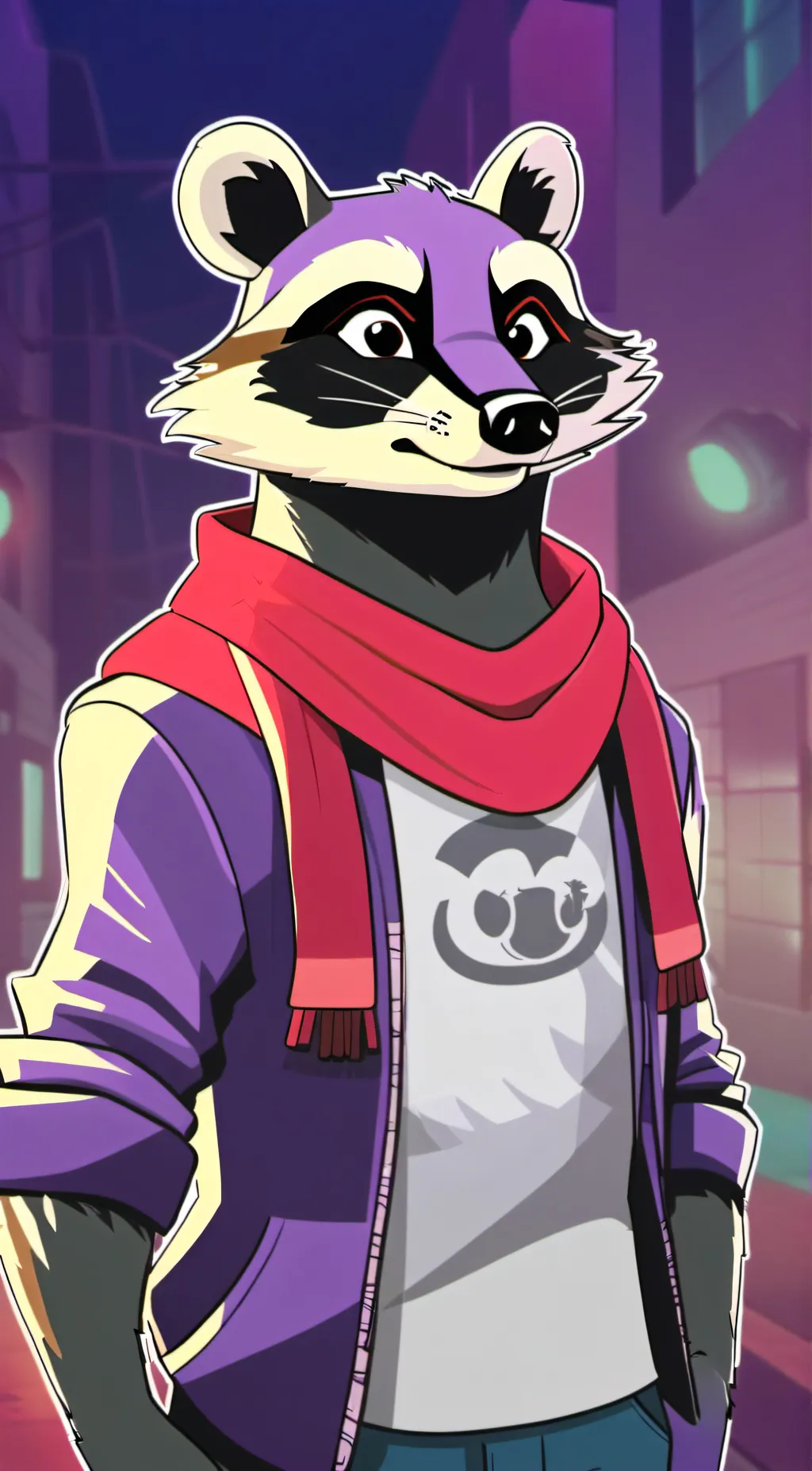 ai character: Rambly the raccoon background