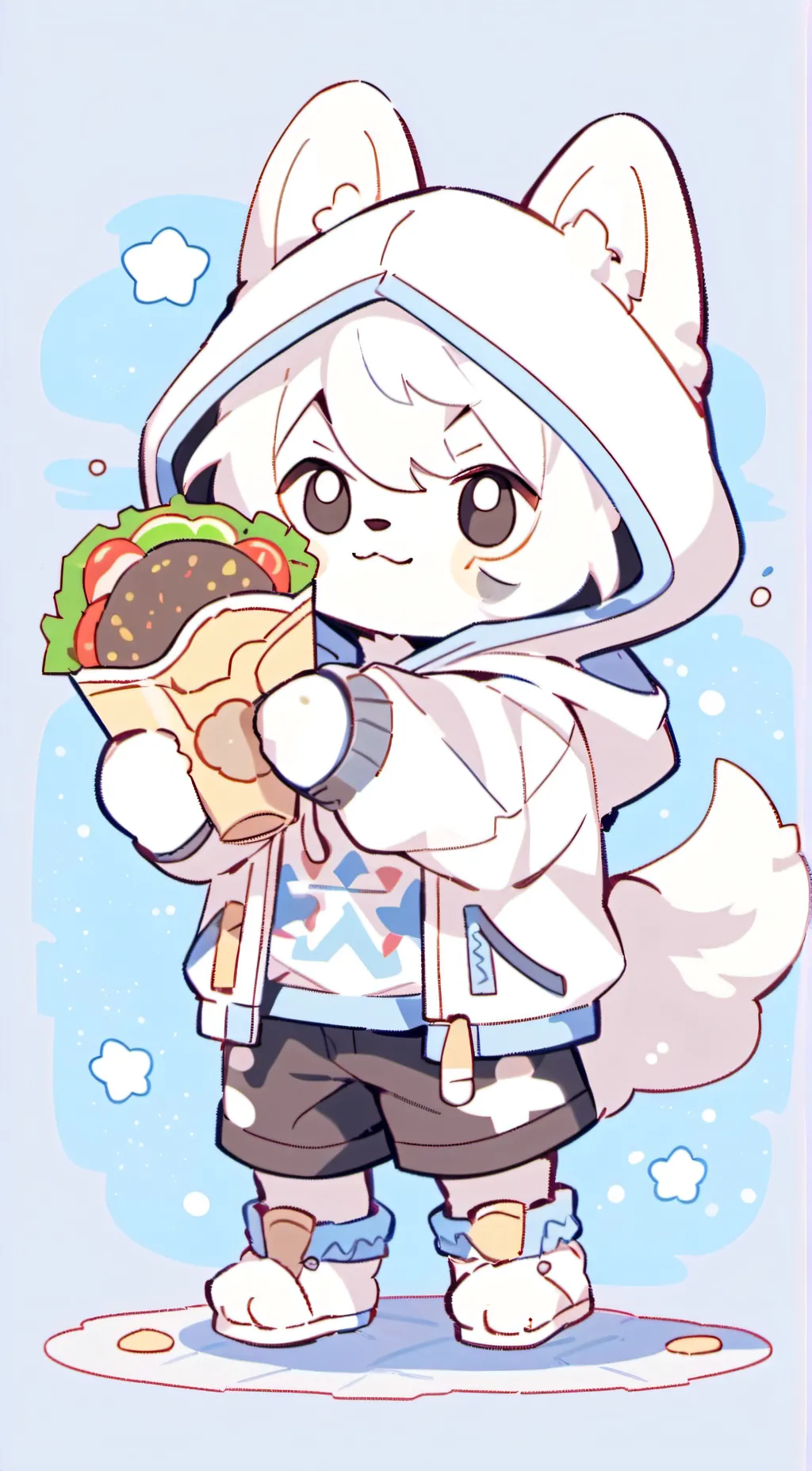 ai character: taco dog  background