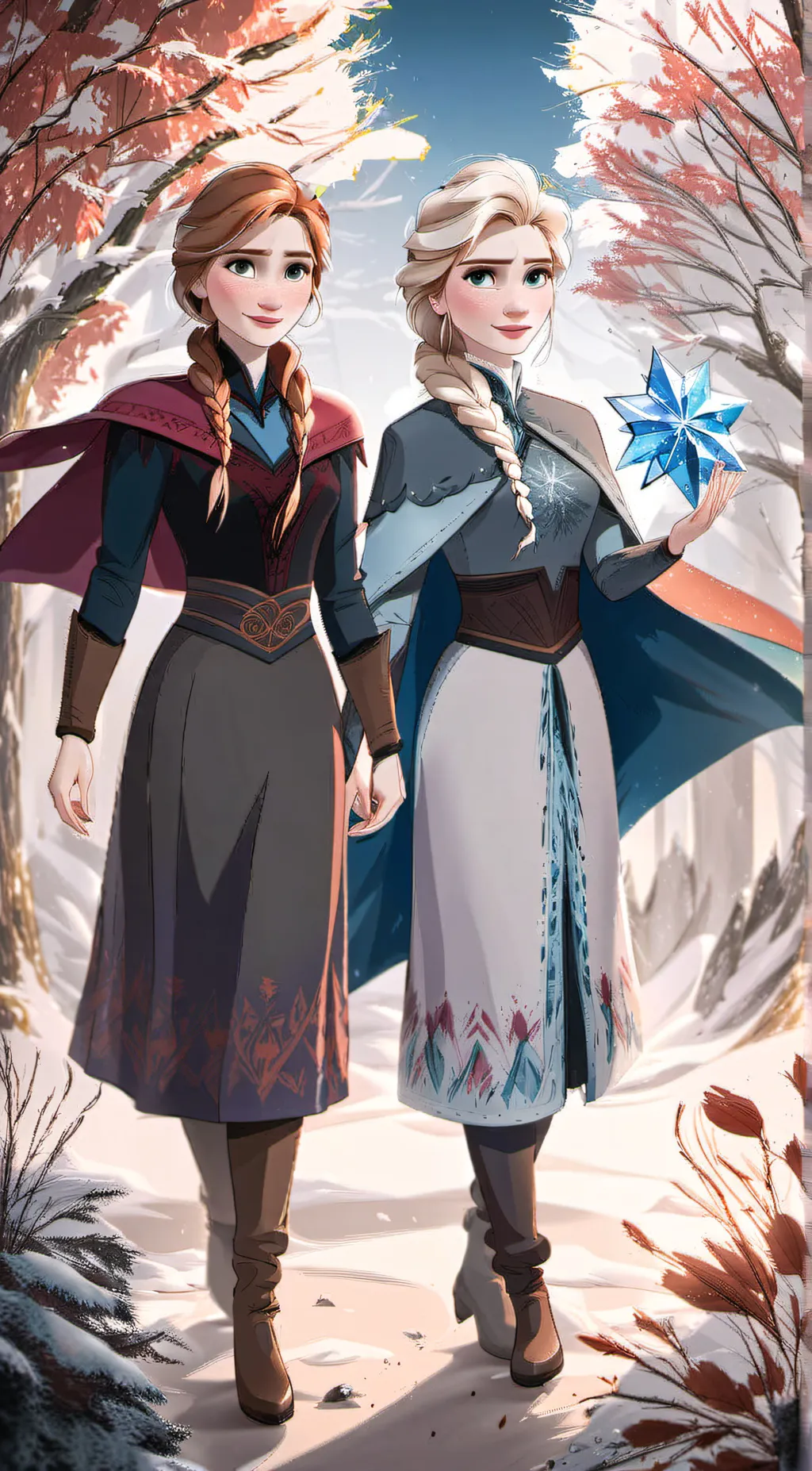 ai character: Elsa and Anna background