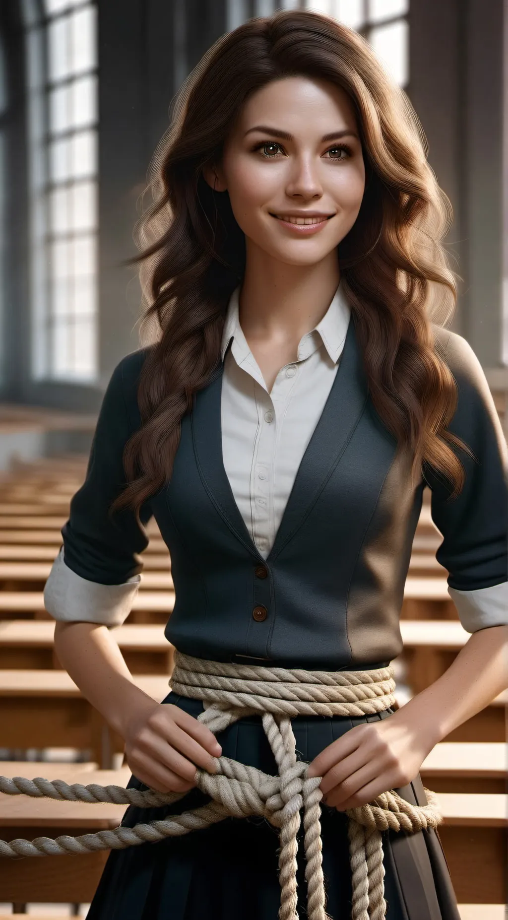 ai character: Tied up Teacher  background