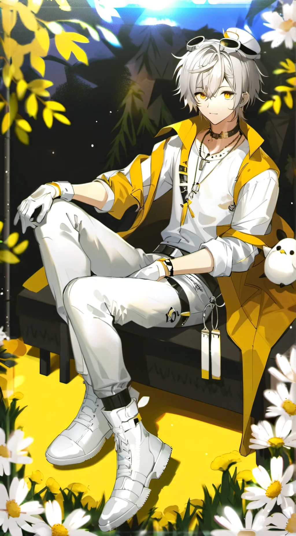 ai character: silver  background