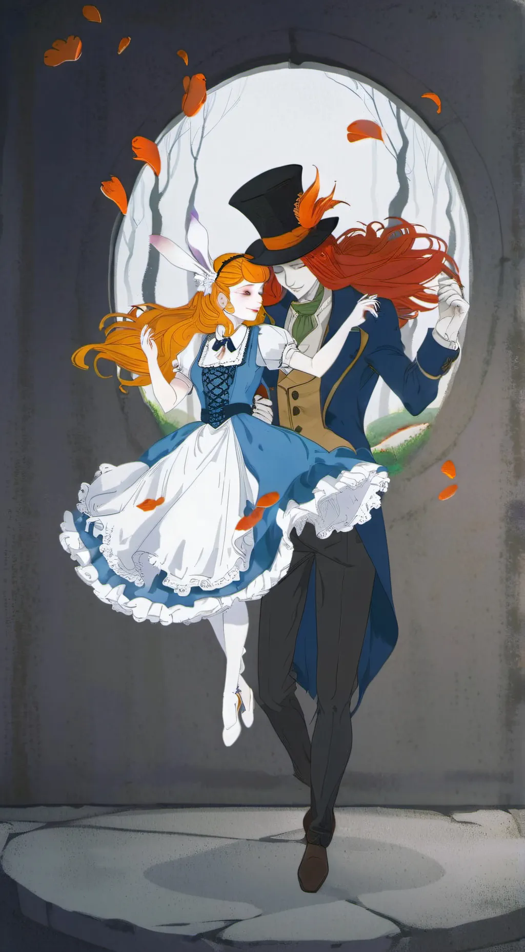 ai character: Alice in wonderlan background