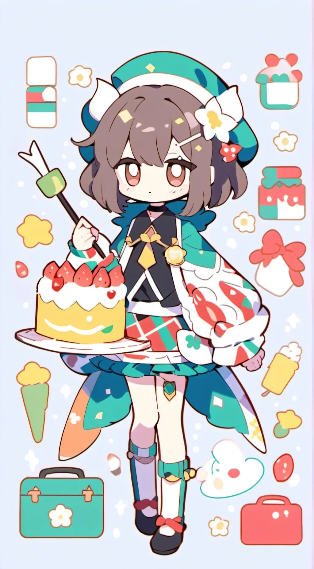 ai character: IBella's bday cake background